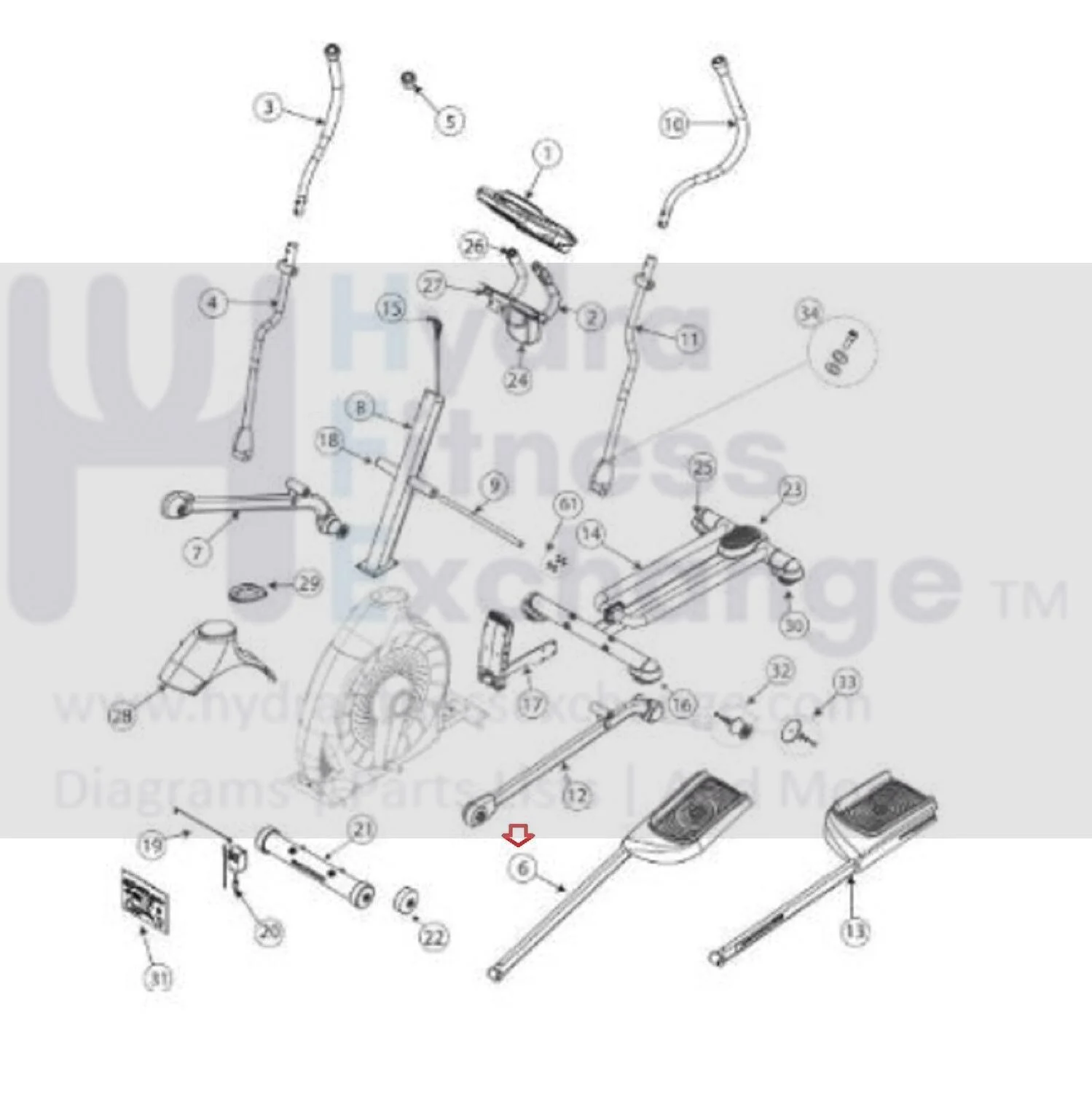 Schwinn Fitness 430i 470i 570E Elliptical Right Link Pedal Service Kit 801-1784 - Image 3