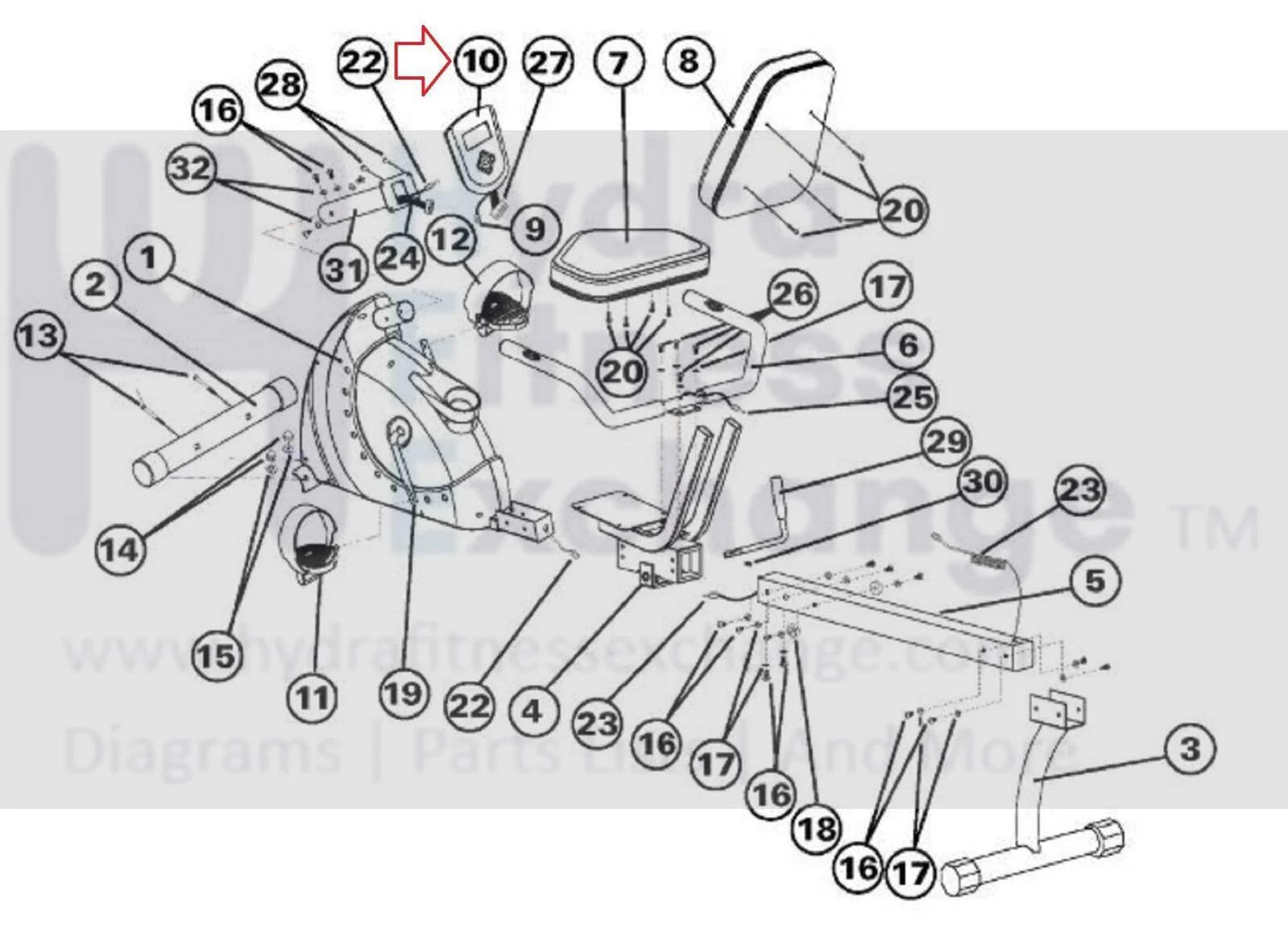 Schwinn Fitness Active 20 Recumbent Bike Display Console Assembly 000-8806 - Image 3
