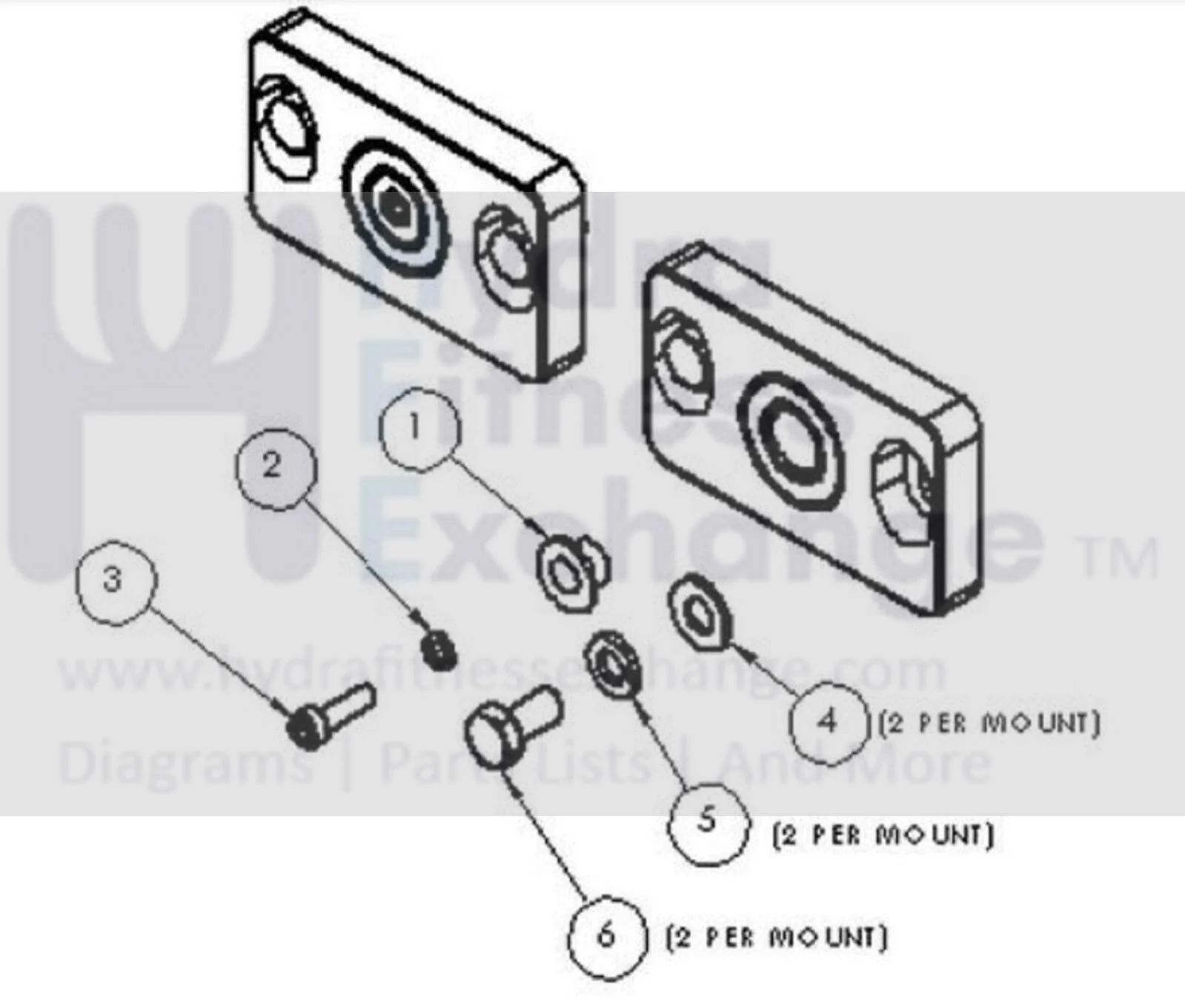 SciFit Fitness Miscellaneous Cardio Bearing Mount Block Pair Set S4748 - Image 2