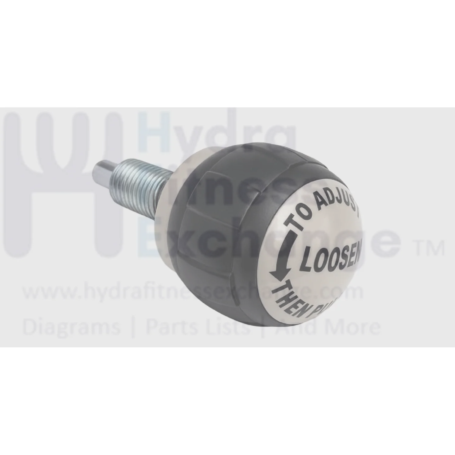 Seat pop pin knob size 1" (50mm) Thread of pin M16 (5/8") Fine Thread Pin diameter: 5/16" (8mm) | Thread Length 0.1" (25mm) | Gray
