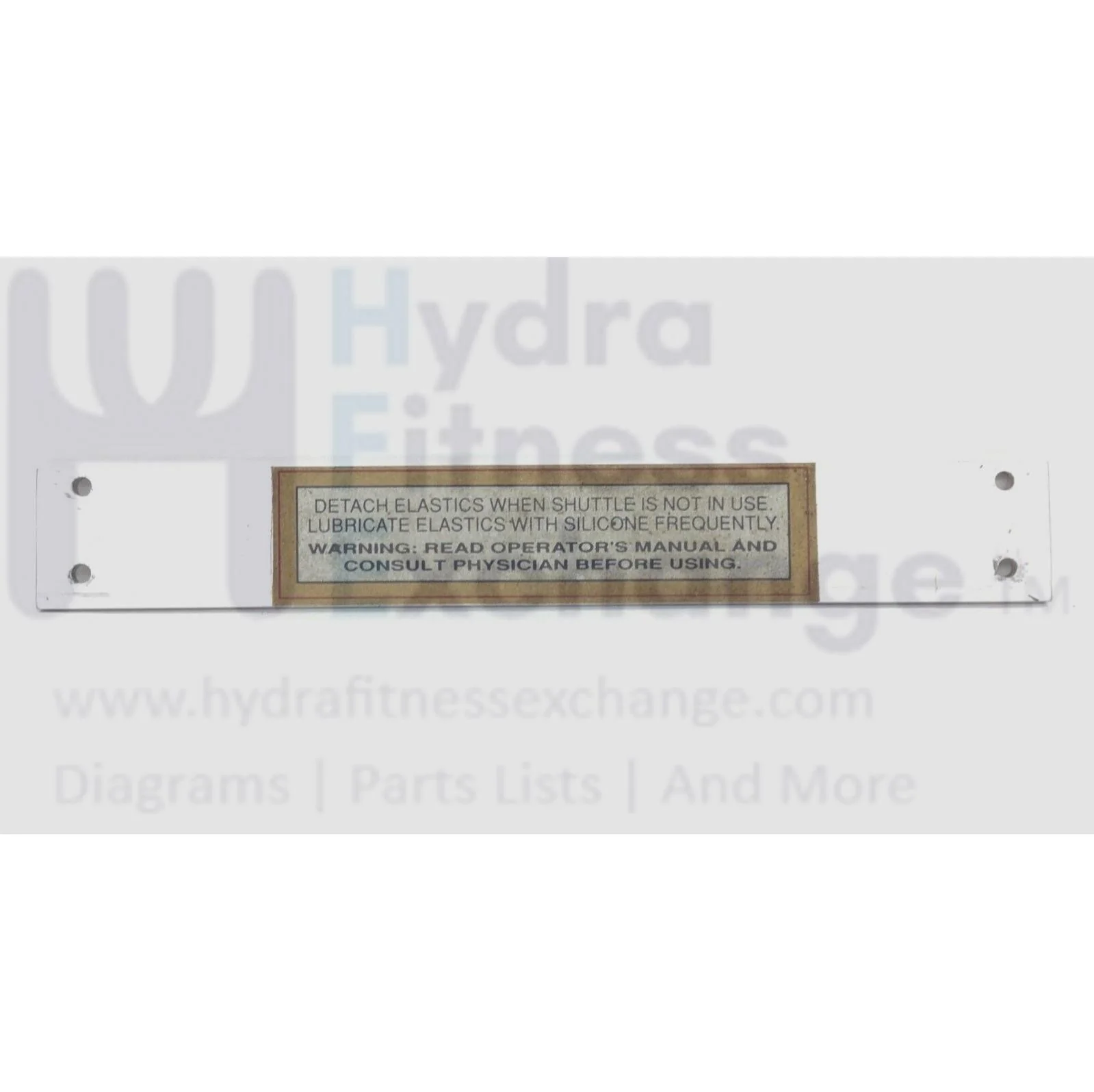 Shuttle 2000-1 Model 4423-2-1 Strength System White Warning Plate