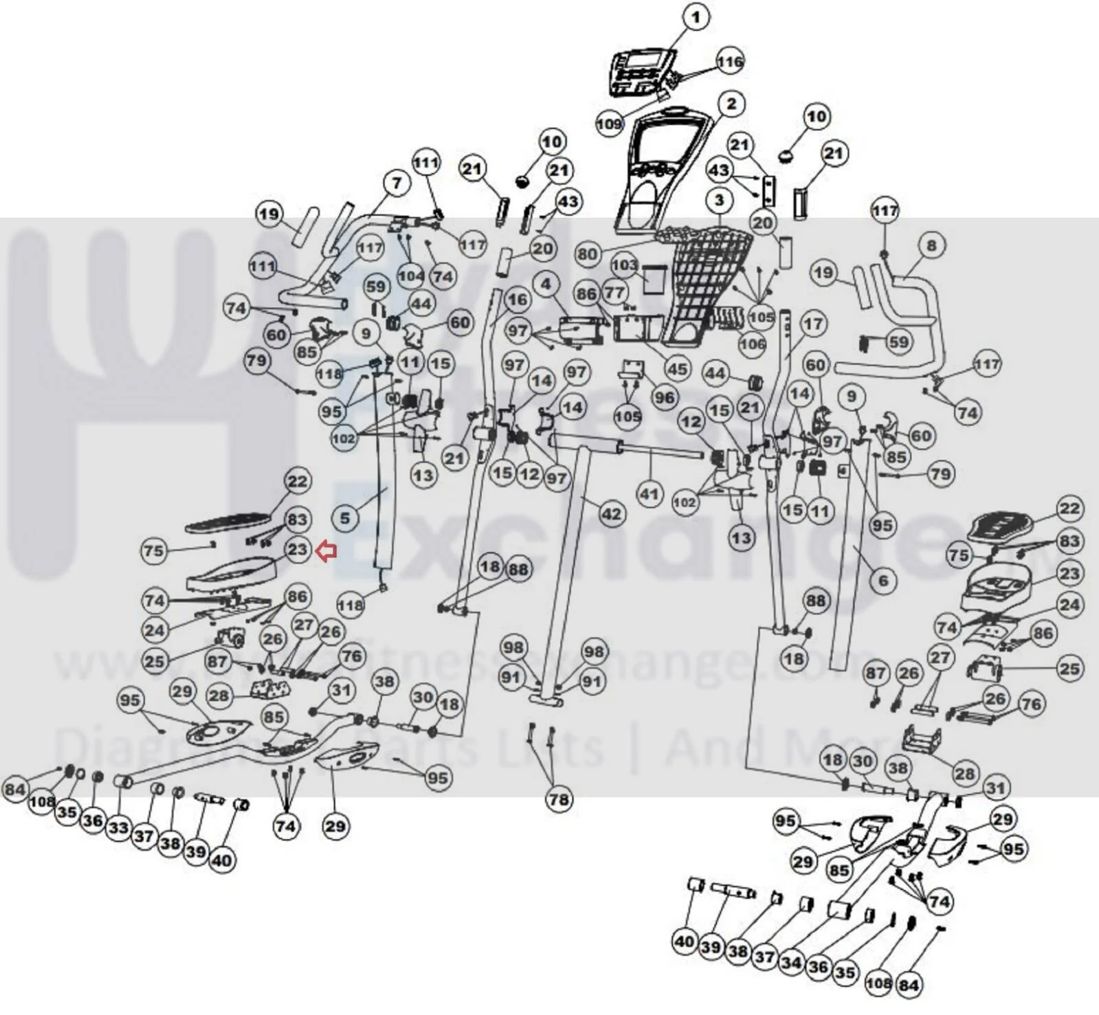 Smooth Fitness CE 7.4 Elliptical Left or Right Foot Pedal Assembly CE7.4-023 - Image 2