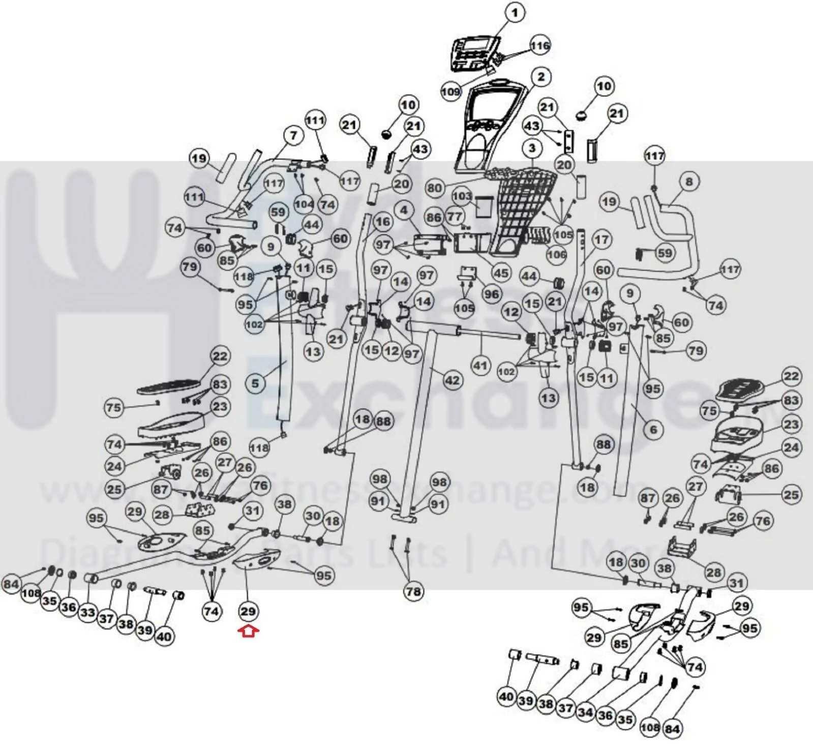 Smooth Fitness CE 7.4 Elliptical Left Pedal Arm End Cap CE7.4-029 - Image 3