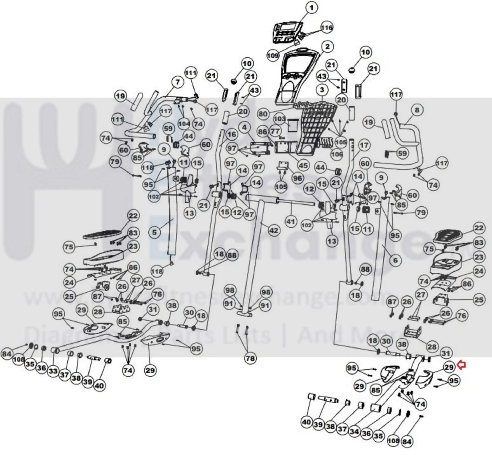 Smooth Fitness CE 7.4 Elliptical Right Pedal Arm End Cap CE7.4-029 - Image 2