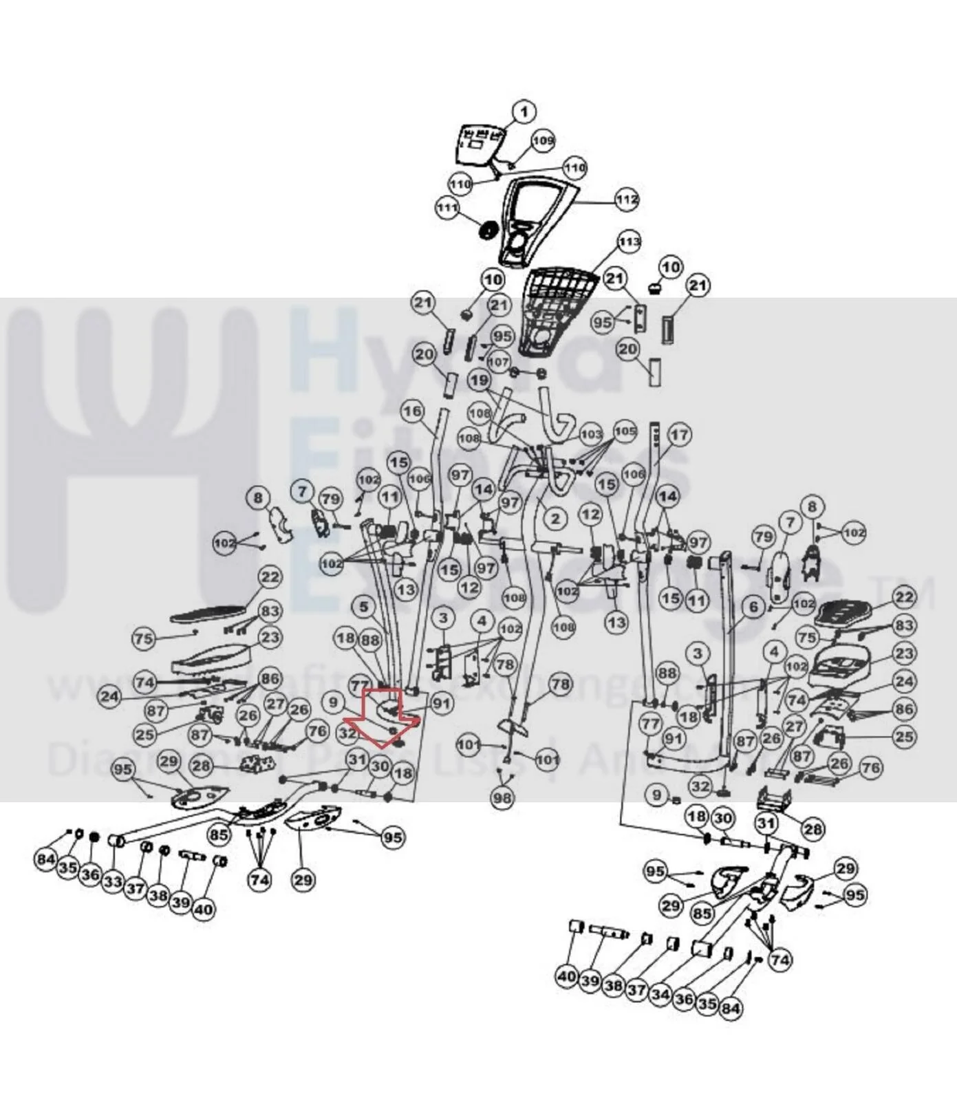 Smooth Fitness CE3.2 Elliptical Bolt 20 X 91 X M14mm CE3.2-030 - Image 2