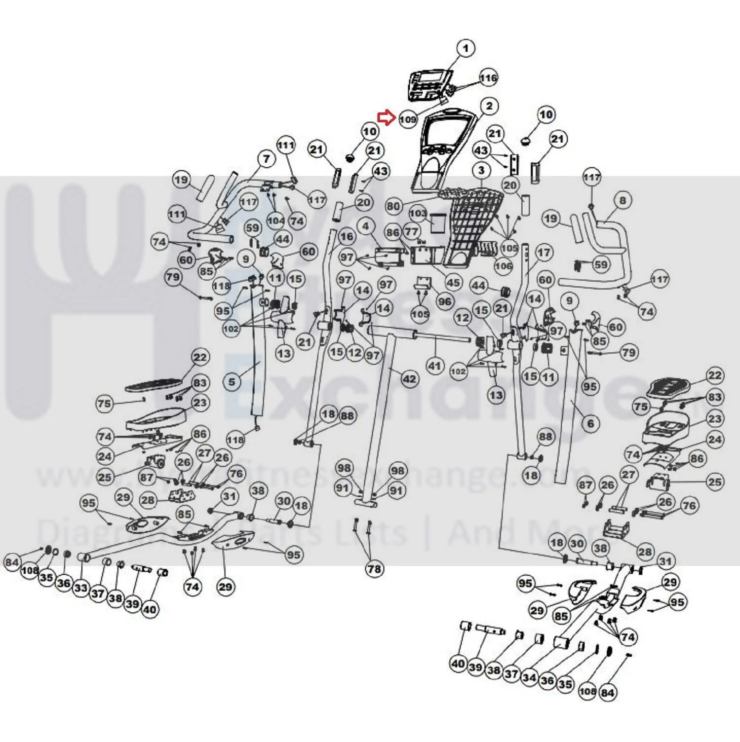 Smooth Fitness CE7.4 Elliptical Middle Wire Harness CE7.4-109 - Image 2