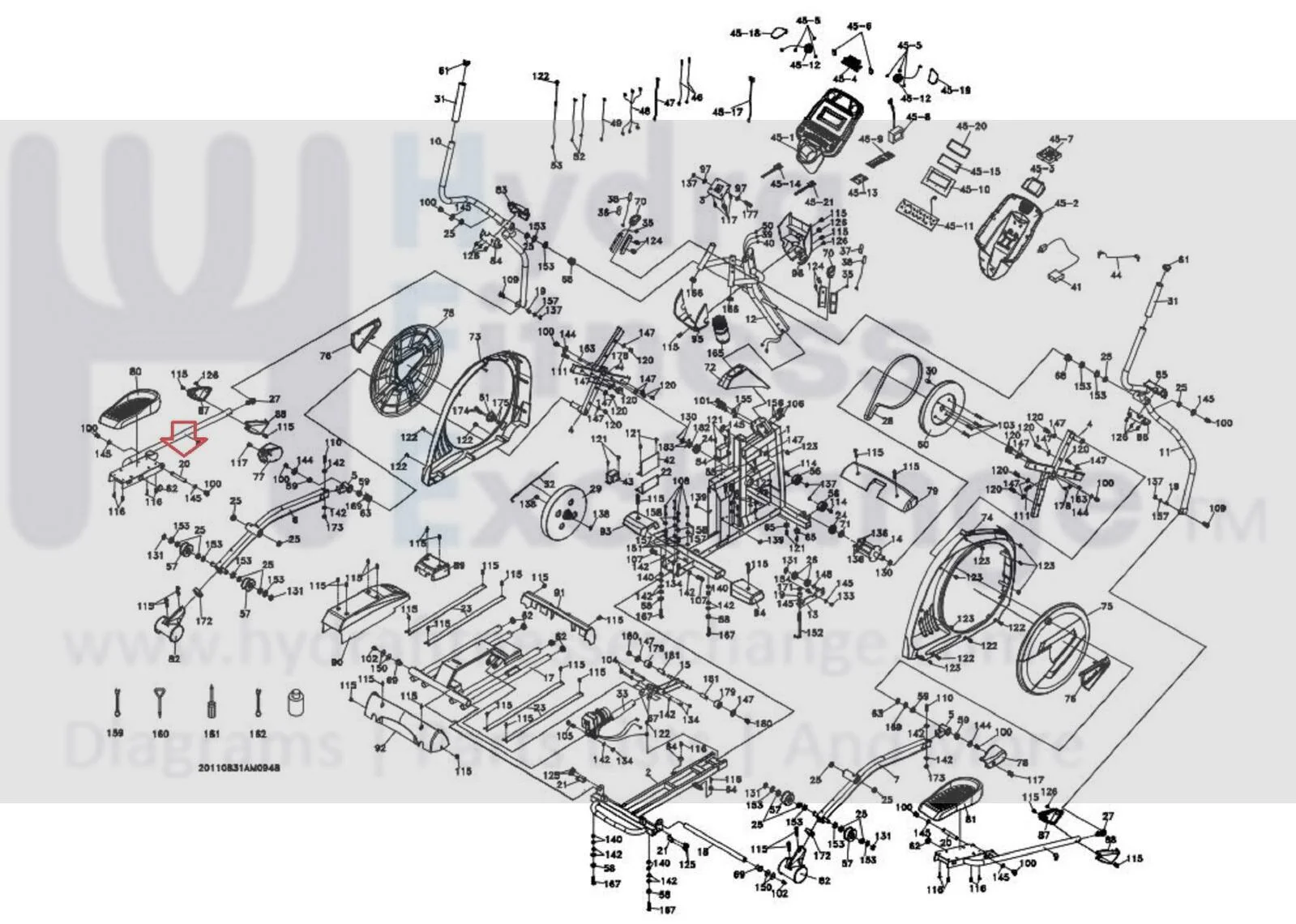Sole Spirit Fitness AE25 E55 XE200 Elliptical Pedal Axle C050008-Z4 - Image 2