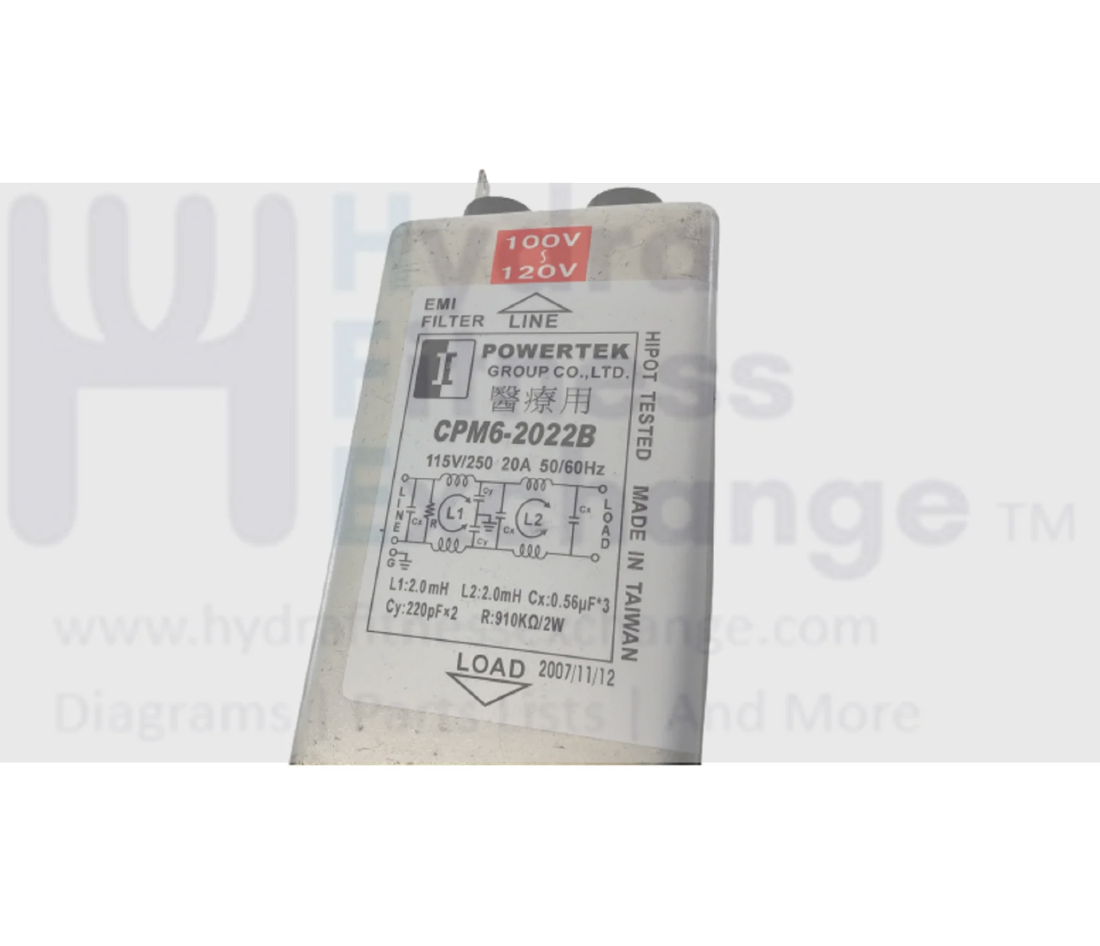 Sportsart Power Fit T611 T630 Treadmill Powertek Filter CPM6-2022B EMI T630-153 - Image 2