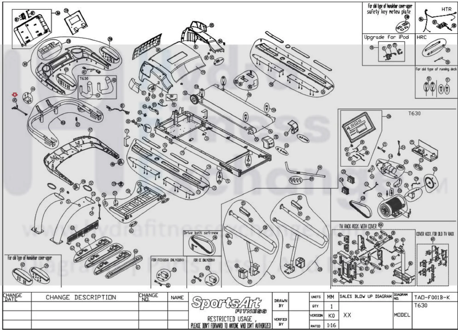 Sportsart T610 T630 T650 TR20F TR21F Treadmill Display to Hub Board Wire T630-45 - Image 2