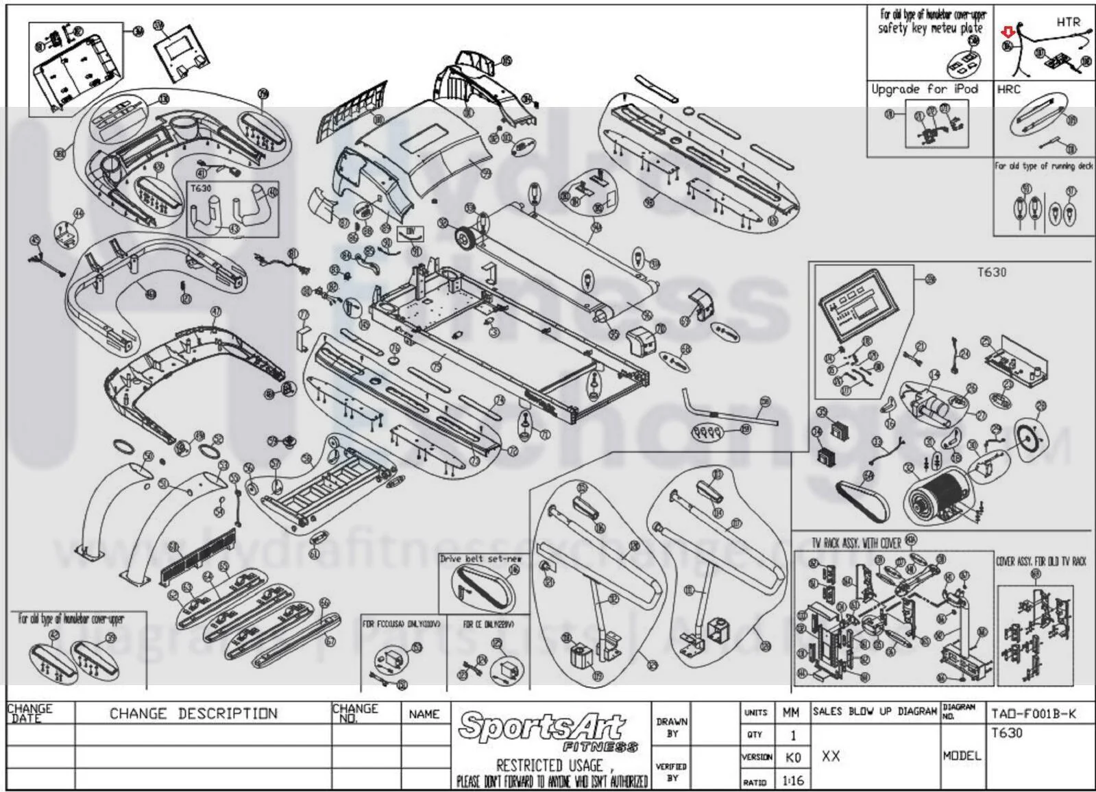 Sportsart T630 T650 T652 T650me Treadmill Bandlebar to HTR Board Wire T630-106 - Image 2