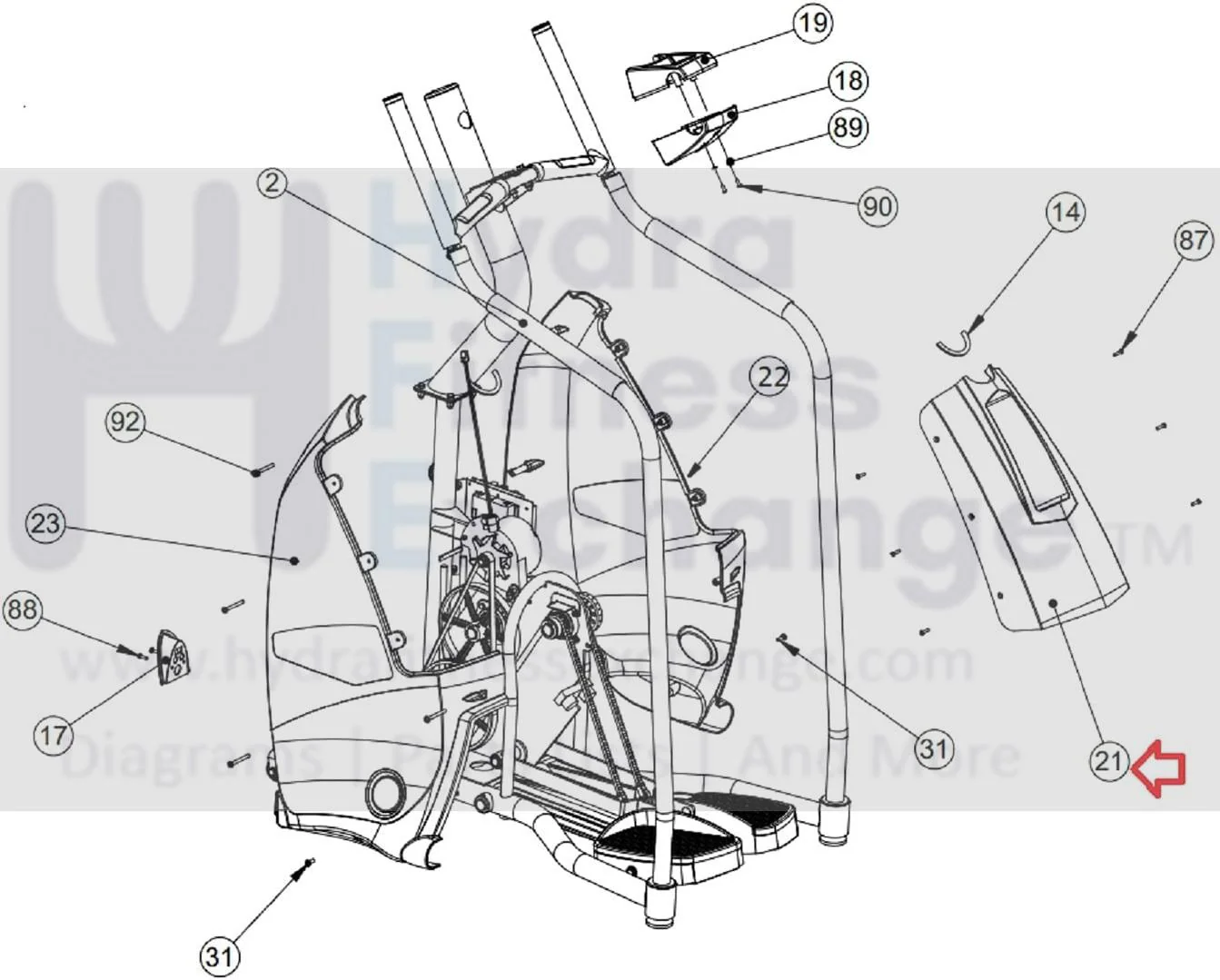 Stairmaster SC5 Upright Stepper Top Cover MFR-13104 or 055-0042 - Image 3