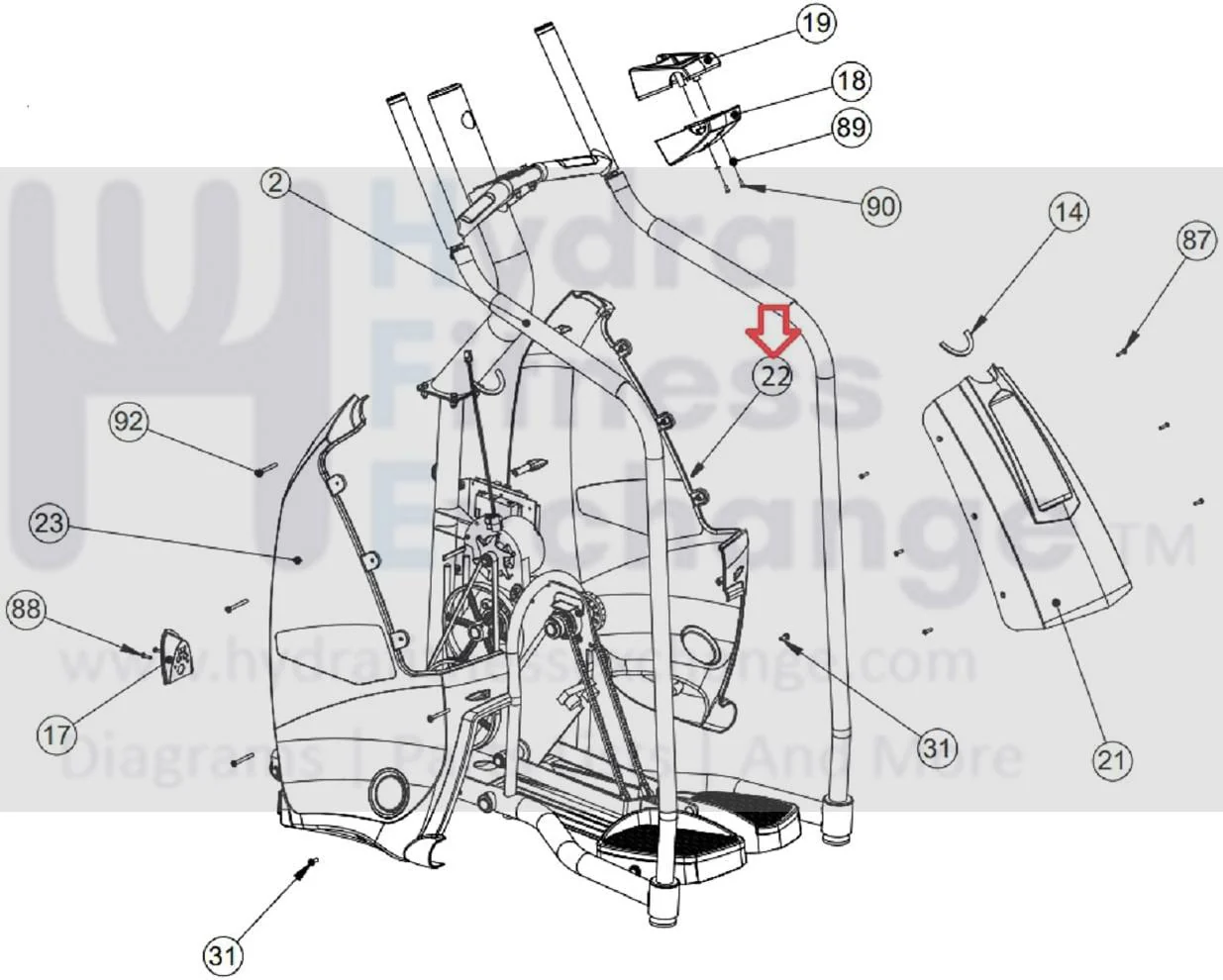 Stairmaster Upright Stepper Right Shroud Cover with Decal MFR-13106 or 055-0040 - Image 4
