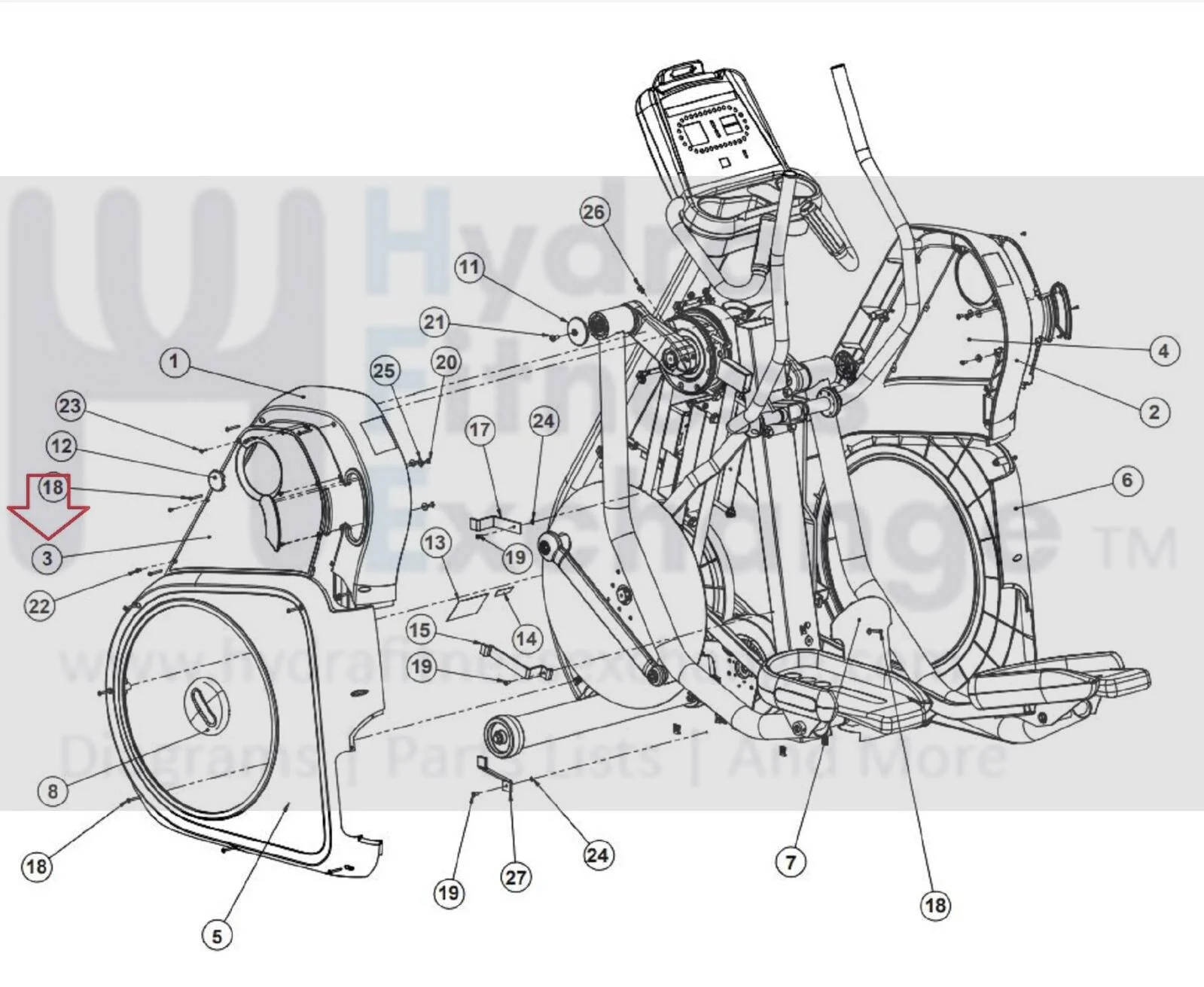 Star Trac 9-6130-MINTP0 Elliptical Left Upper Body Shroud Panel 721-1074-01 - Image 4
