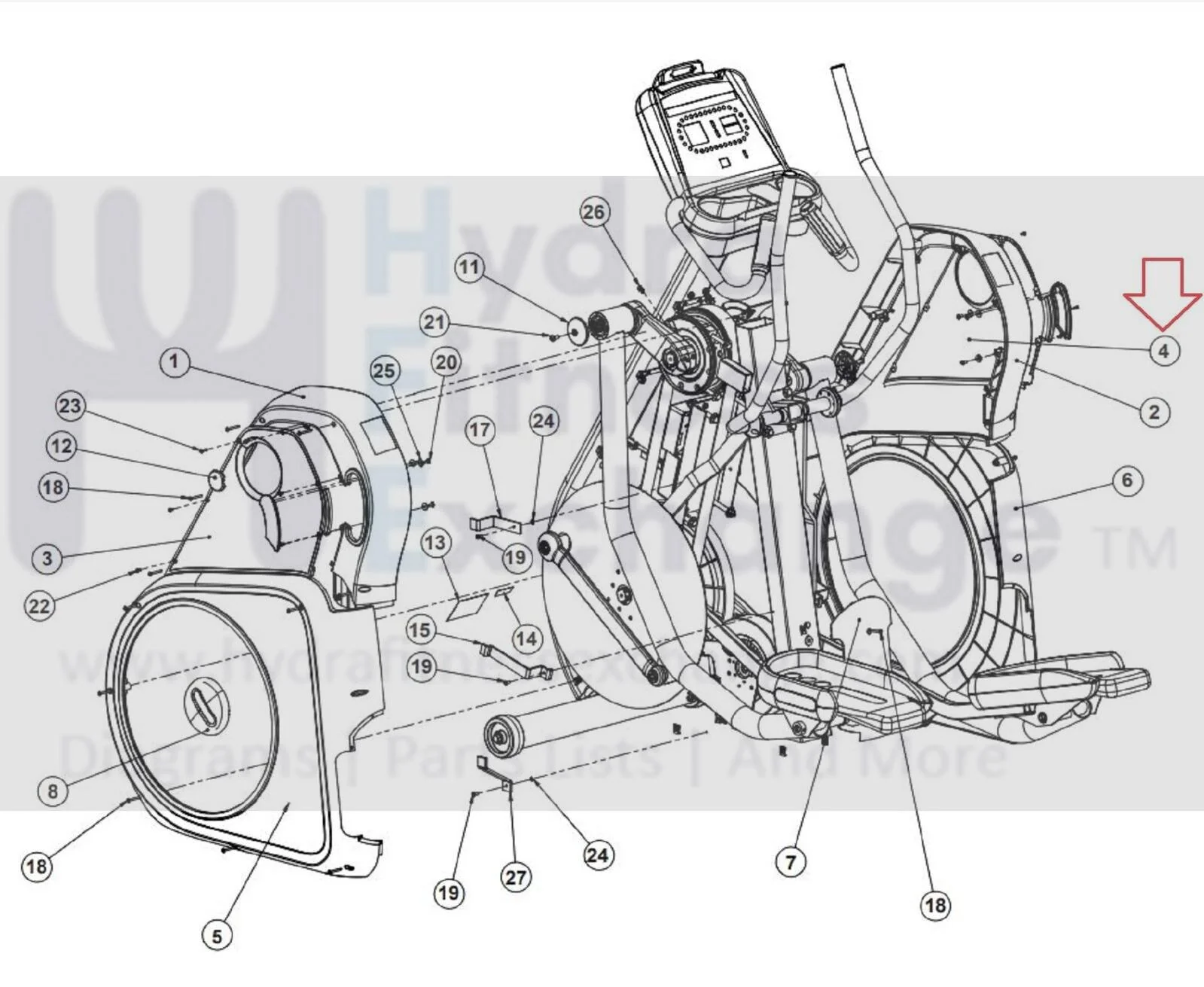 Star Trac 9-6130-MINTP0 Elliptical Right Upper Body Shroud Panel 721-1074-02 - Image 4