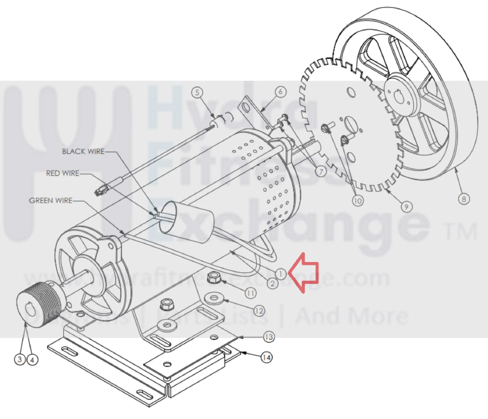 Star Trac Treadmill DC Drive Motor with Flywheel 260-0904 & 260-0220 & 020-0681 - Image 3