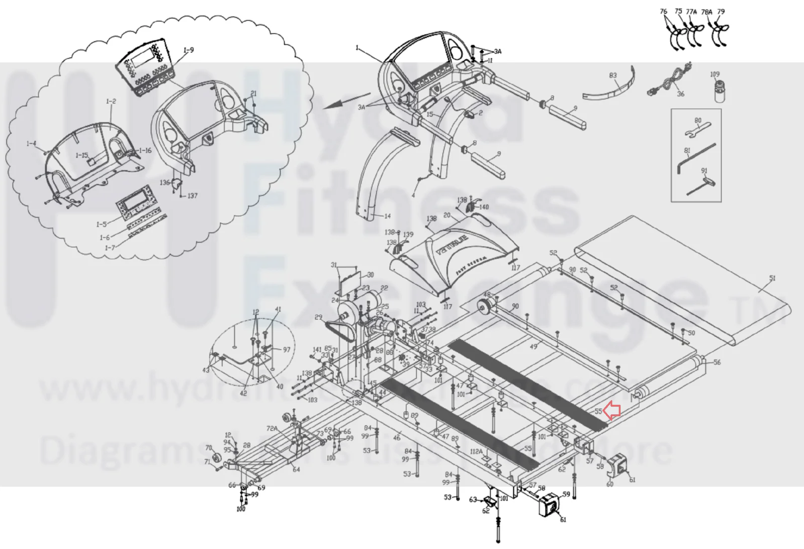 True Fitnes PS100 PS300 CS200 Treadmill Left or Right Deck Rail Foot Pad 9PS0055 - Image 2