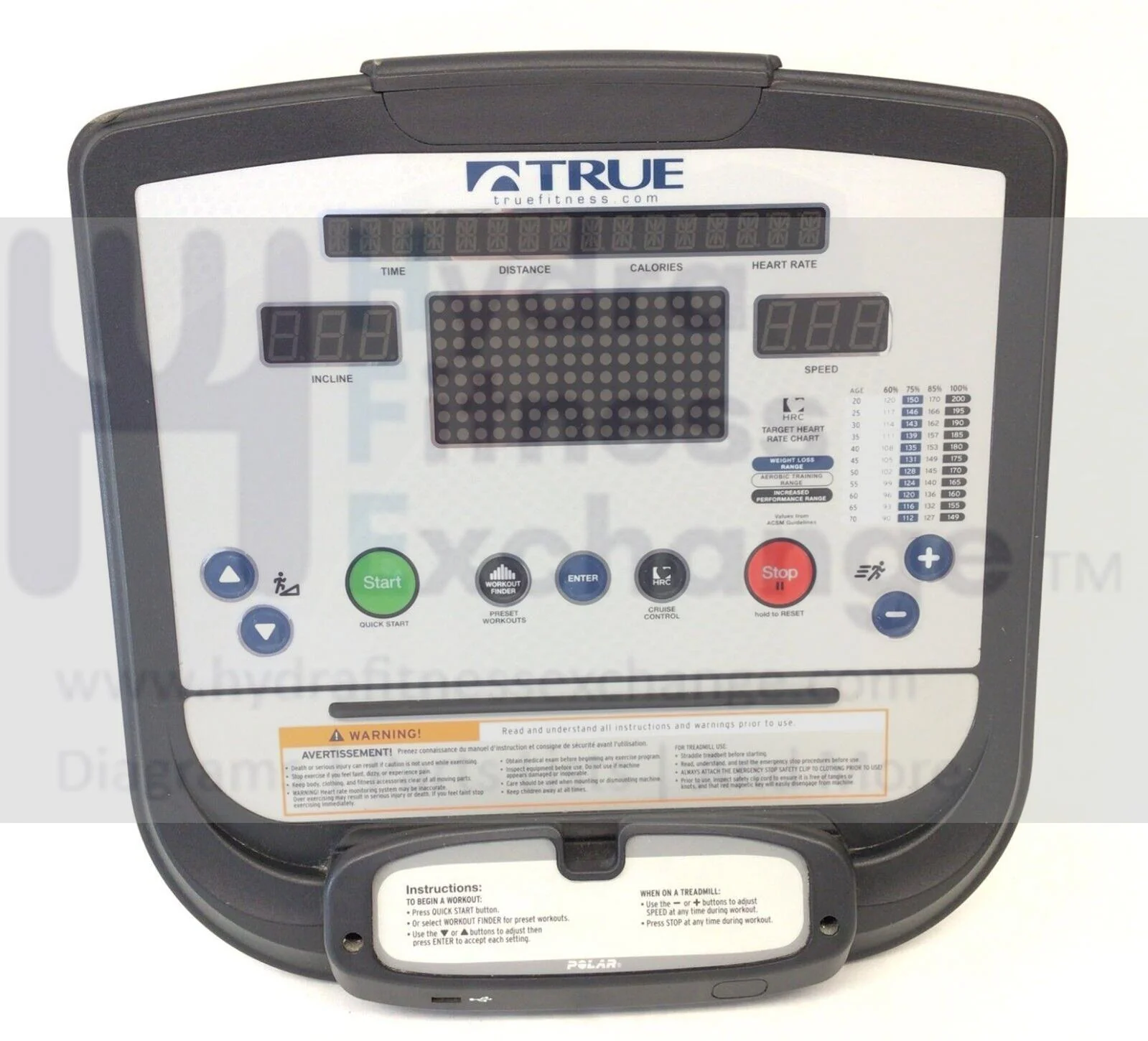 True Fitness CS650 16-365085C Treadmill Display Console Assembly CLEDTM