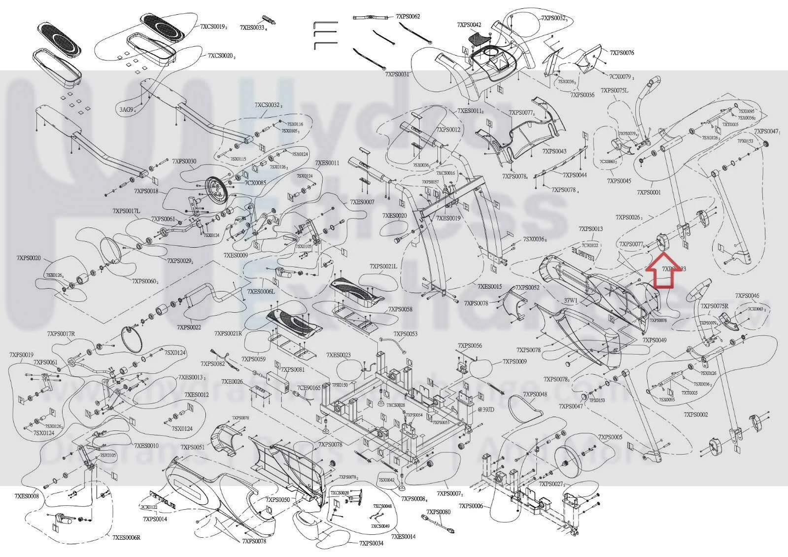 True Fitness Es700 Es900 Elliptical Left Rocker Arm Cover 9XPS0026 & 10J339N6 - Image 2