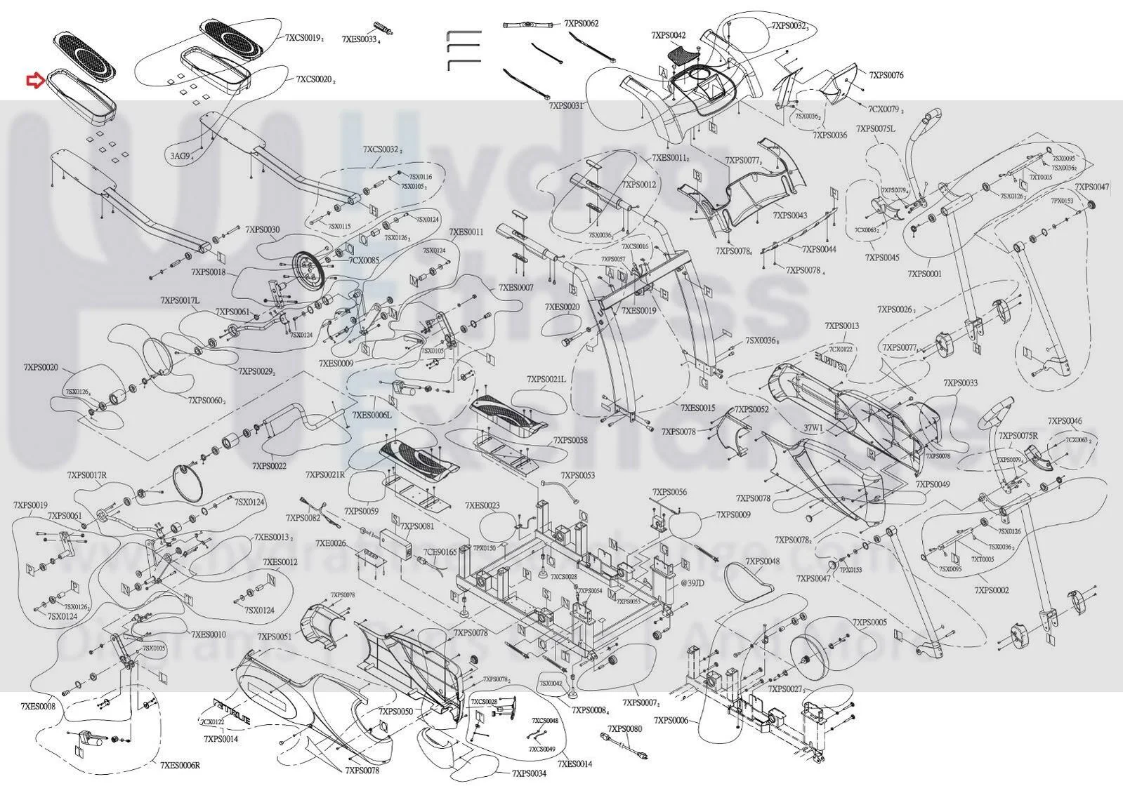 True Fitness ES700 ES900 XC400 Elliptical Foot Skate 9XCS0020 - Image 2