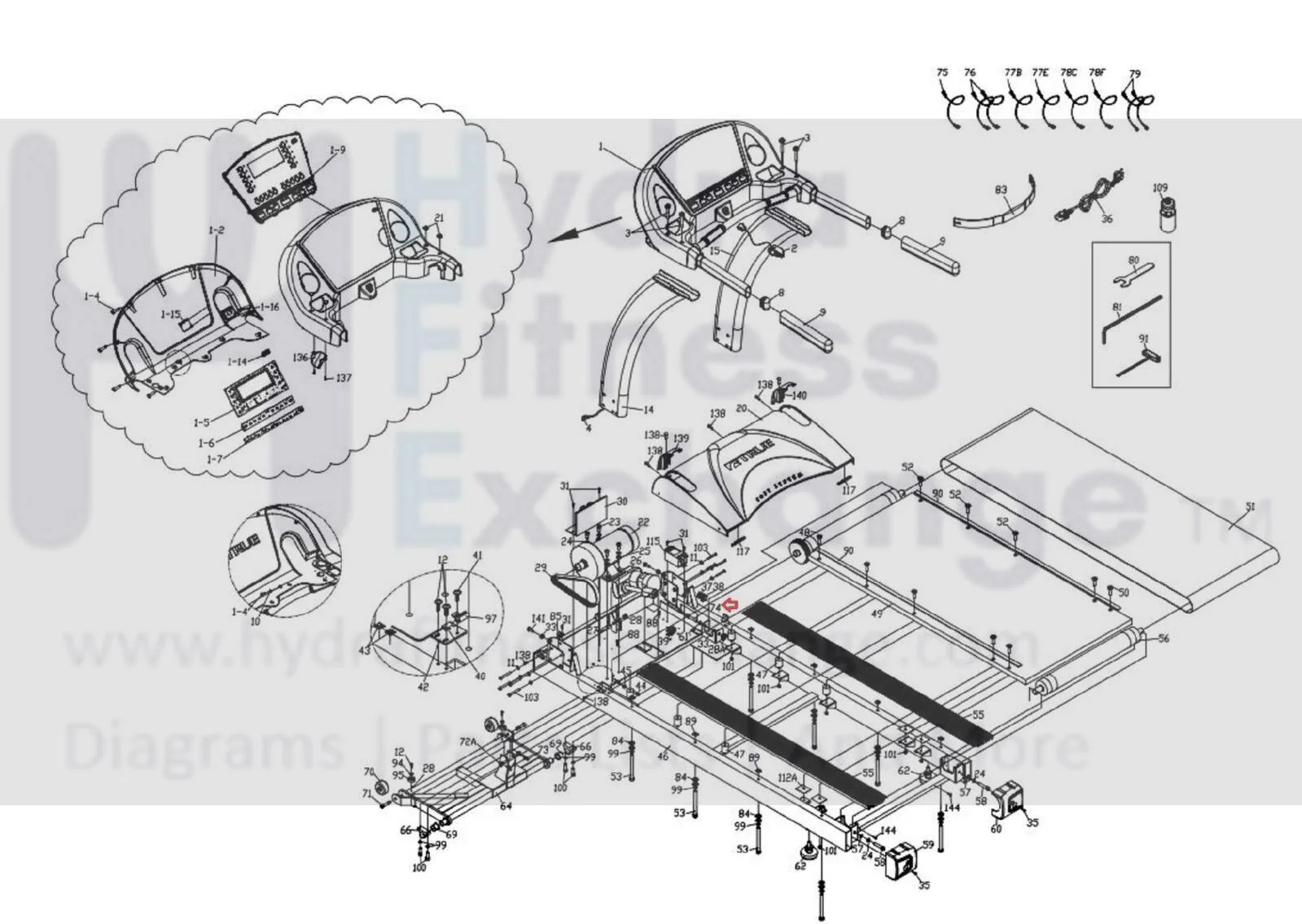 True Fitness PS100 PS300 PS900 LC1100 CS200 Treadmill Bolt M10-1.5x100mm 9PS0074 - Image 2