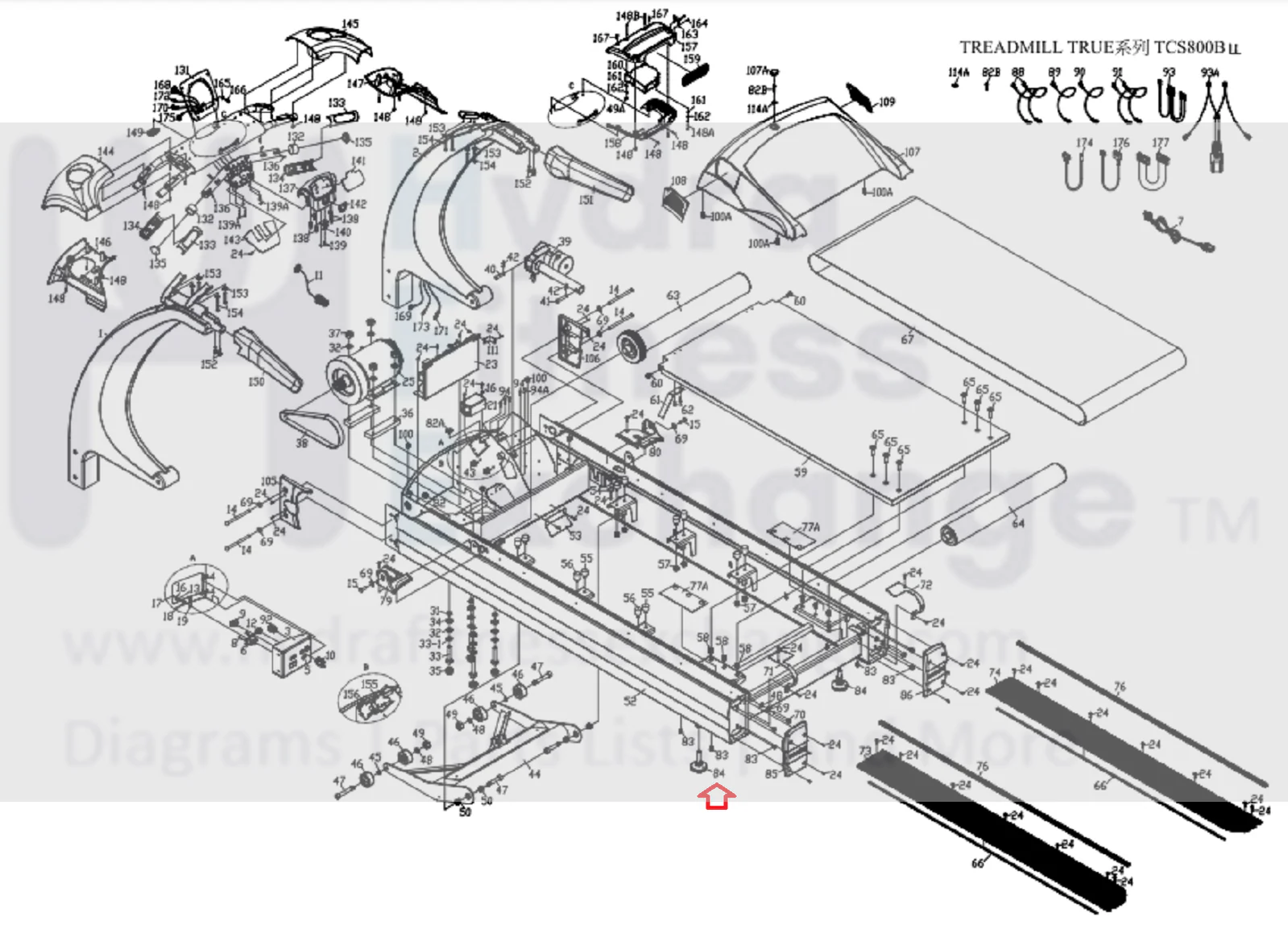 True Fitness TCS800 CS800 XCS800 RCS800 Treadmill Rear Leveler 9C461100 - Image 2