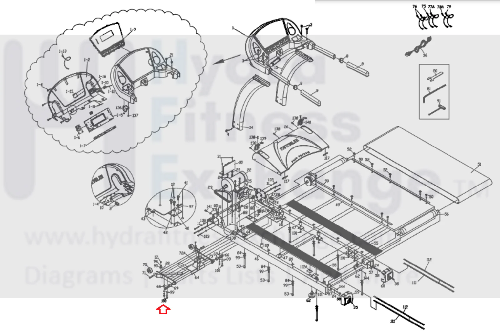 True PS100 PS300 LC1100 CS200 CS550 Treadmill Bolt M8 X P1.25 X 23mm 9PS0100 - Image 2