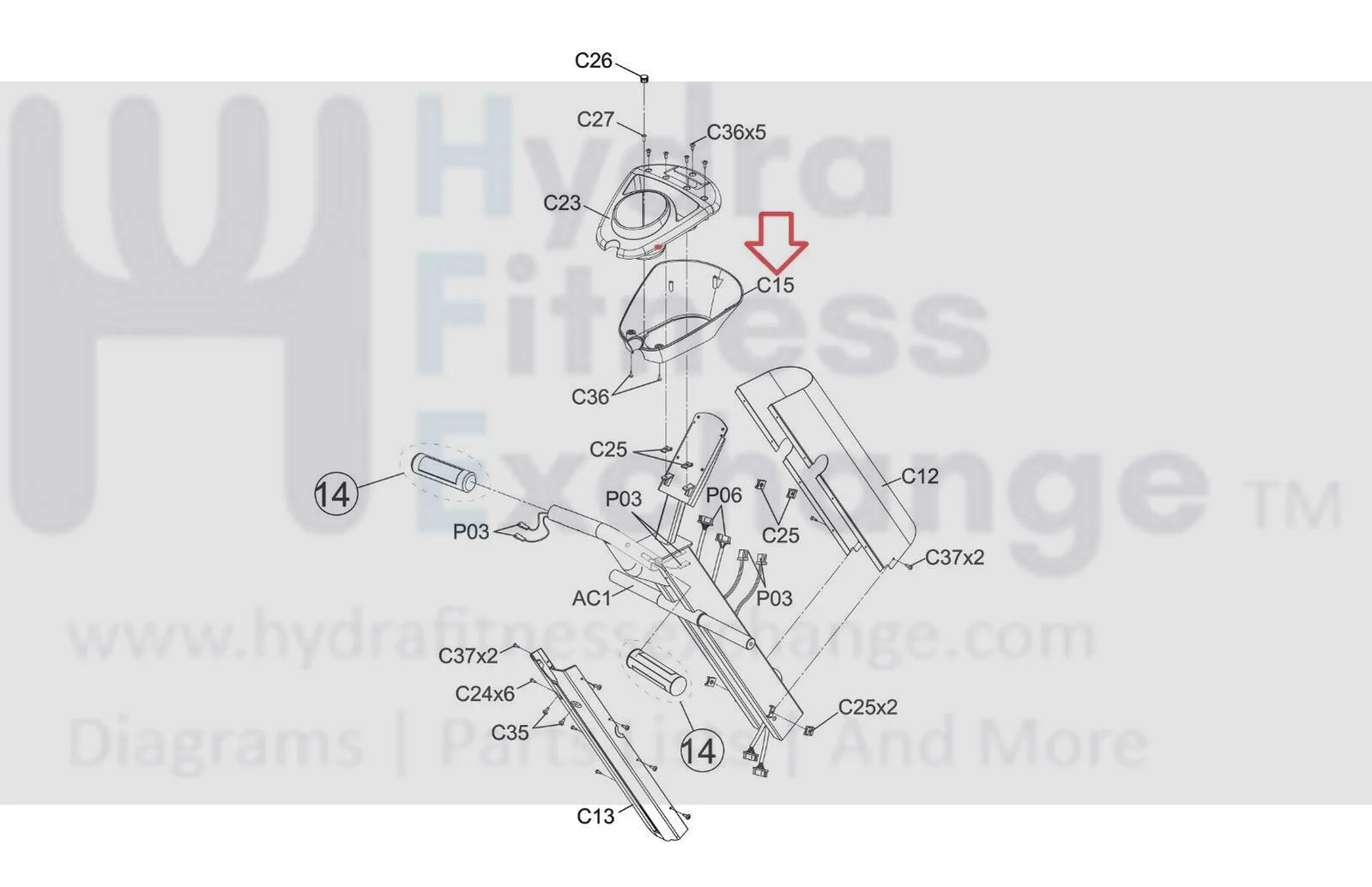 Vision Fitness Elliptical Down Kettle Rack Cover 1000231212 - Image 2