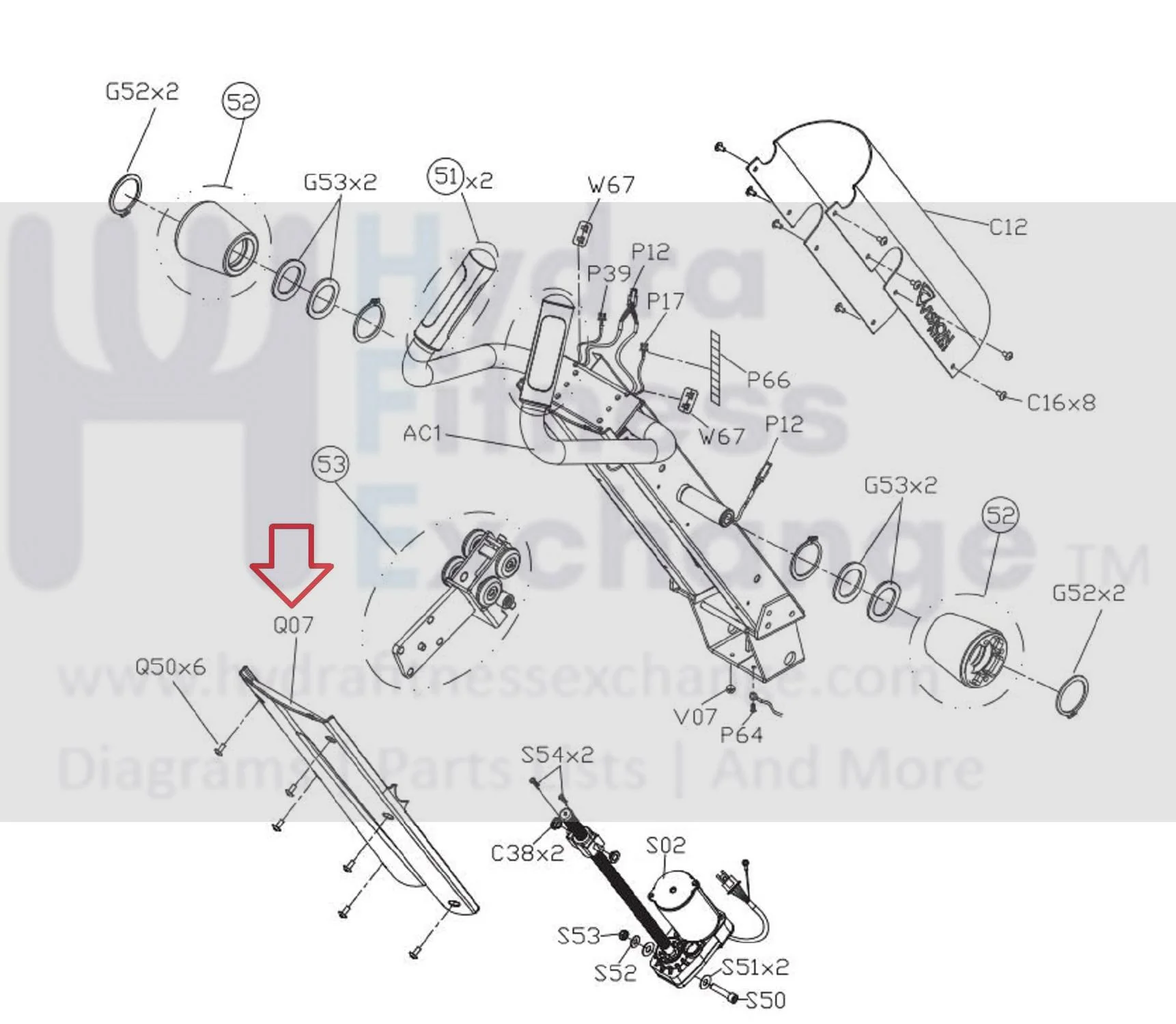 Vision Fitness EP632 Elliptical Console Mast Cover 1000441243 - Image 3