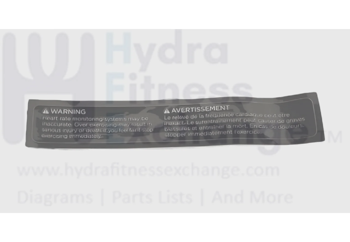 Vision Fitness EP633 EP633C PEP633D Elliptical Console English & French PVC Warning Label 1000441358