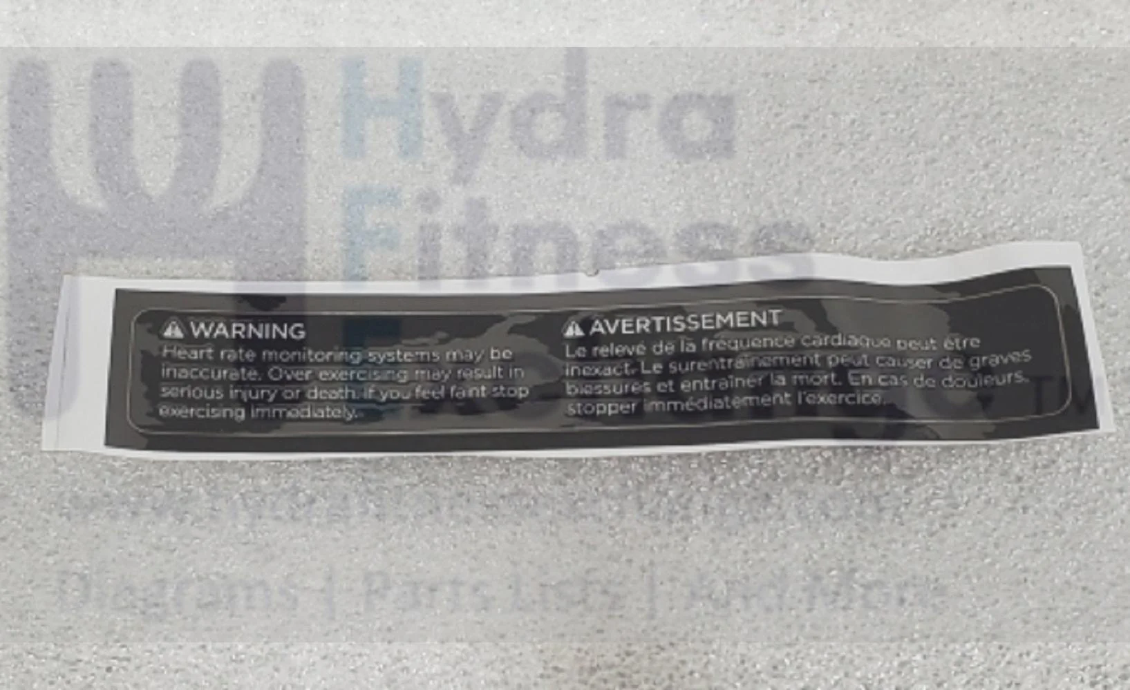 Vision Fitness EP633 EP633C PEP633D Elliptical Console English & French PVC Warning Label 1000441358 - Image 2