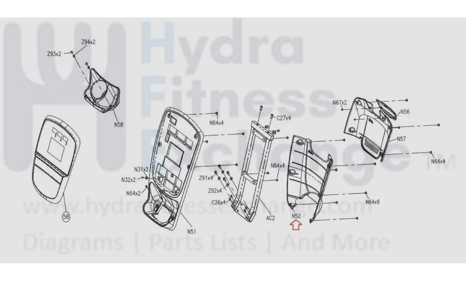 Vision Fitness S70 - EP78 Elliptical Console Back Cover 1000230186 - Image 3