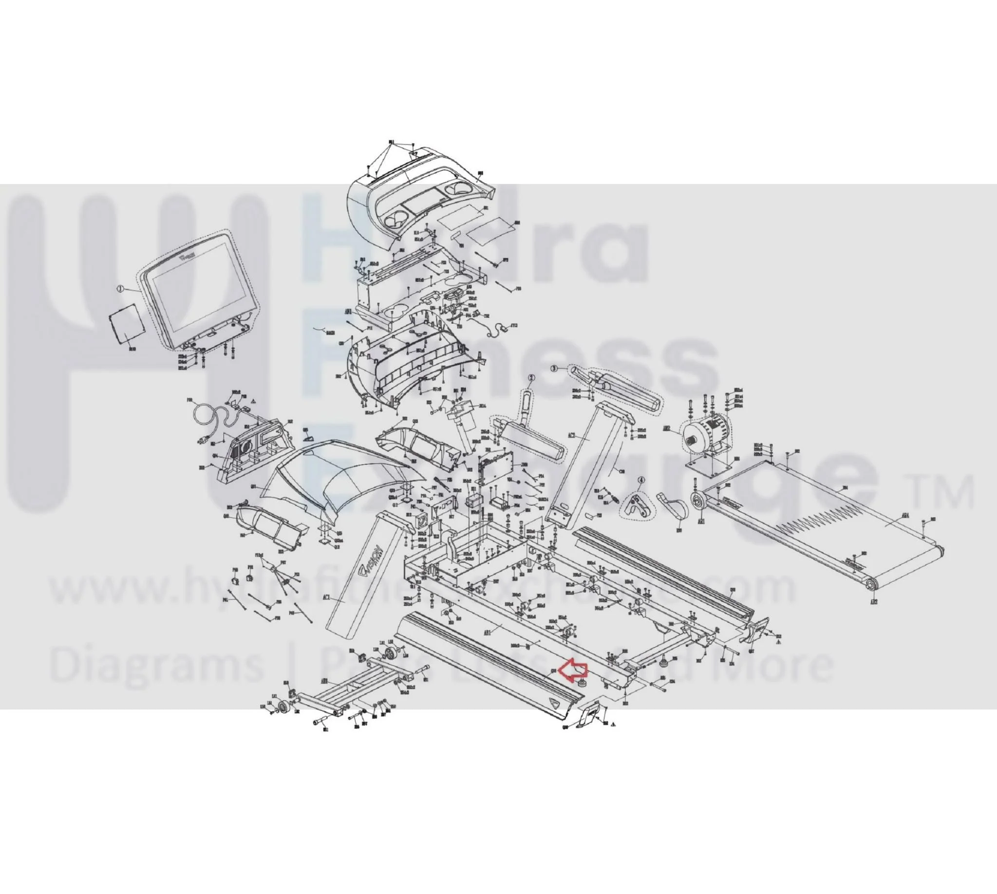 Vision Fitness TM742B TM743B TM789B Treadmill Left Side Rail Extrawork Screen Print 1000425547 - Image 3