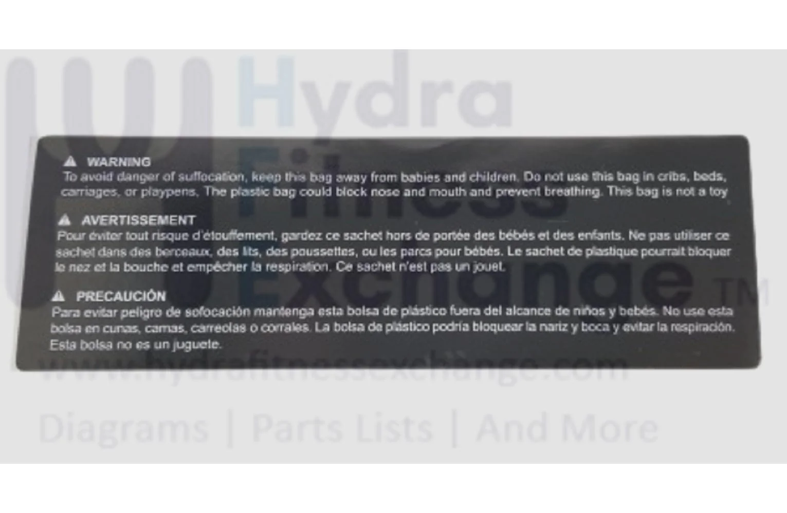 Vision Horizon Fitness TM746 TM499 TM758 TM1000 TM742B Treadmill Warning Label 1000219244
