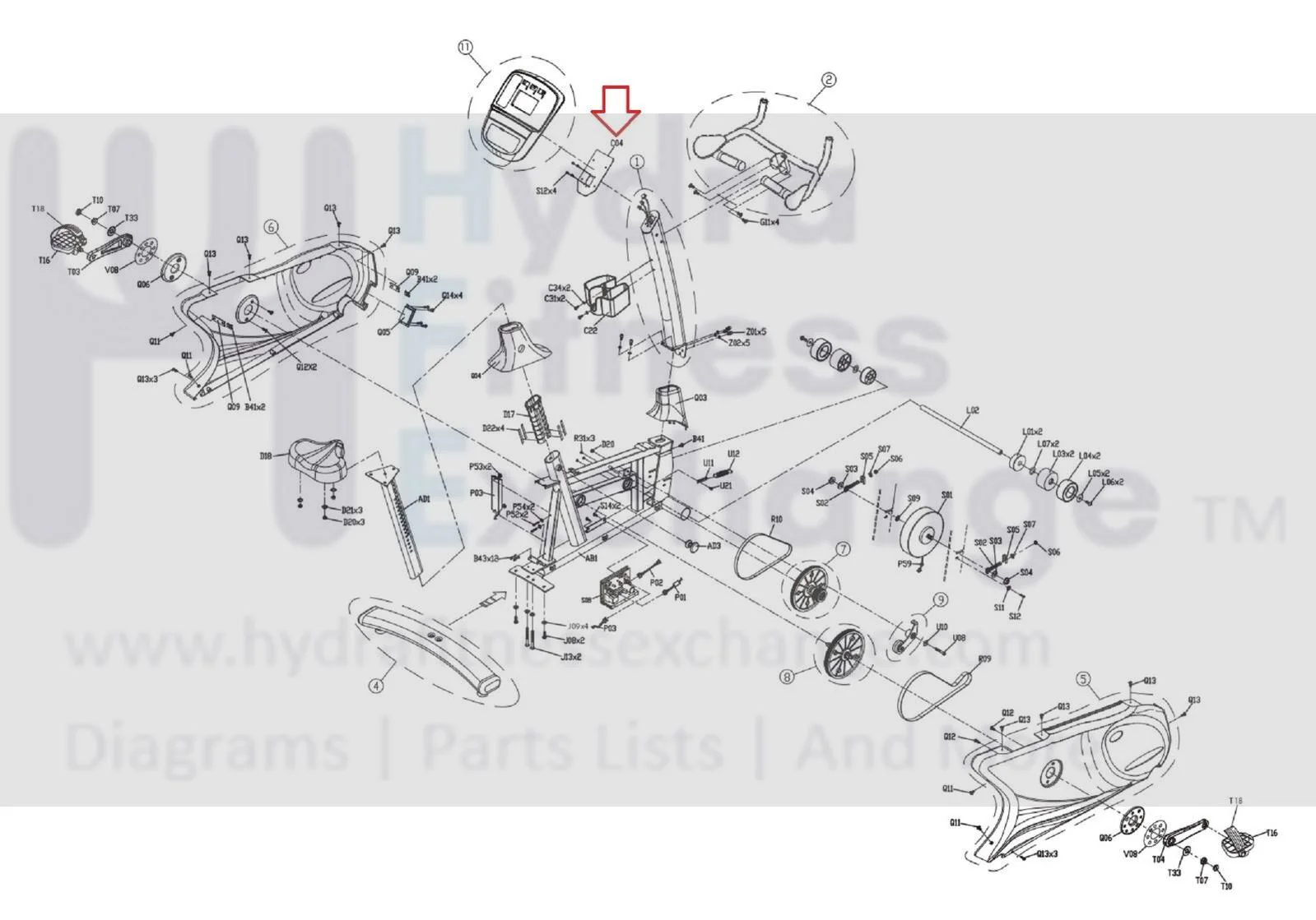 Vision U70-02 - CB68C Stationary Bike Console Mast Set Carbon Grey 1000211645 - Image 2