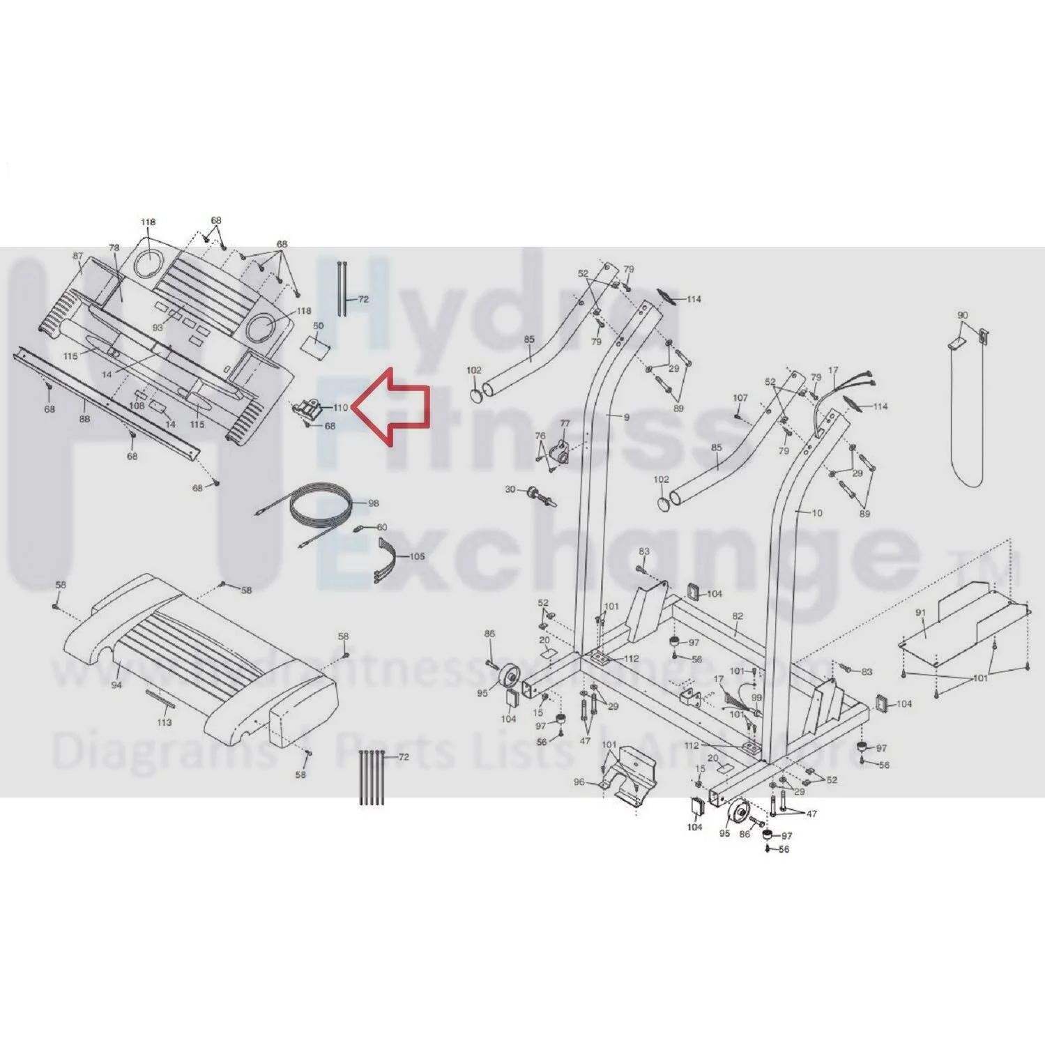 Weslo F700 10.0 Cadence C72 C62 Treadmill Connector Cover 186443 - Image 2