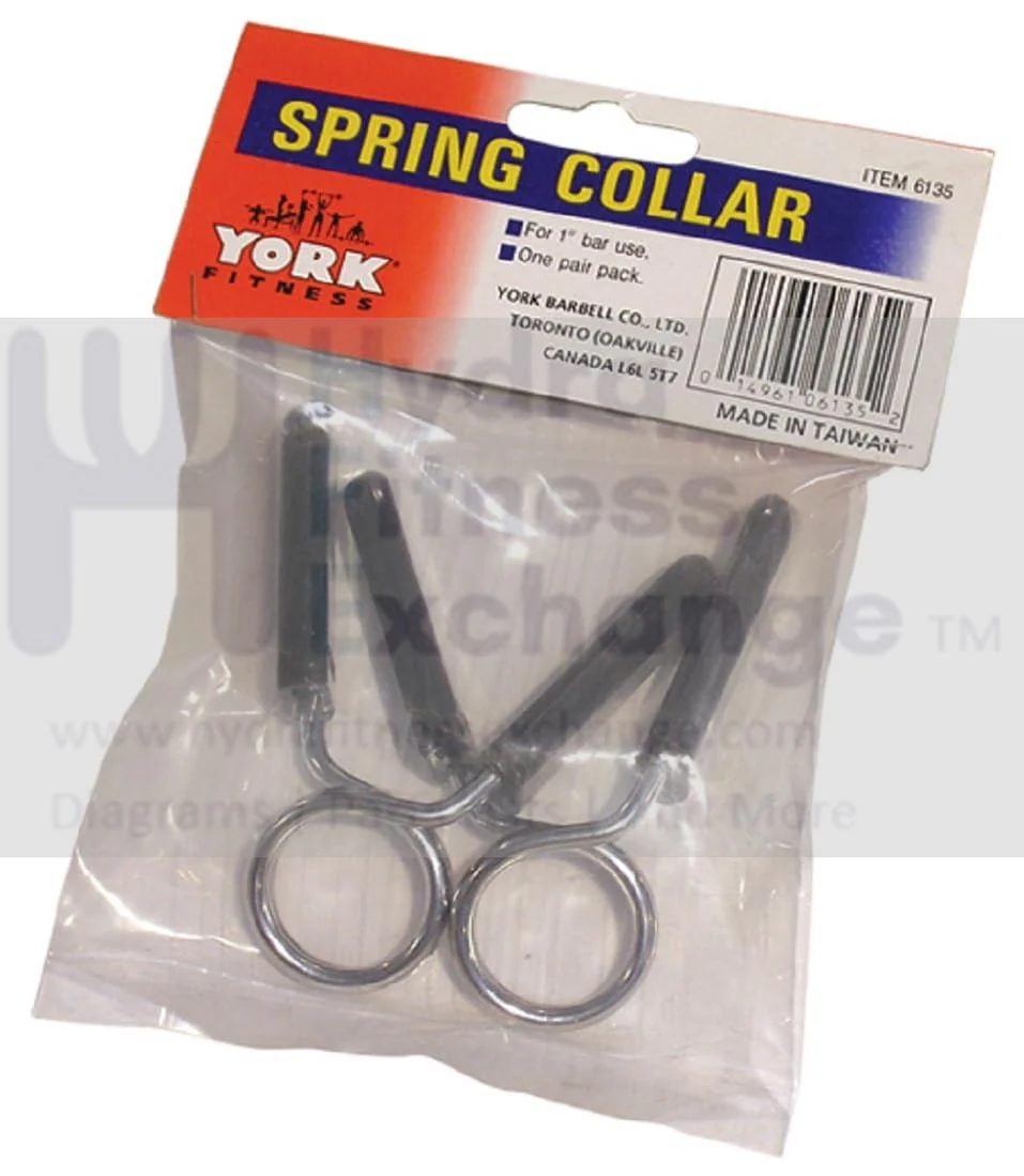 York Barbell 1" Olympic Barbell Spring Collars Pair – Chrome Plated Steel Barbell Clips with Rubber Grip Handles – Heavy Duty 1 Inch Weightlifting Lock Buckle Clamps for Gym, Home & Commercial Use