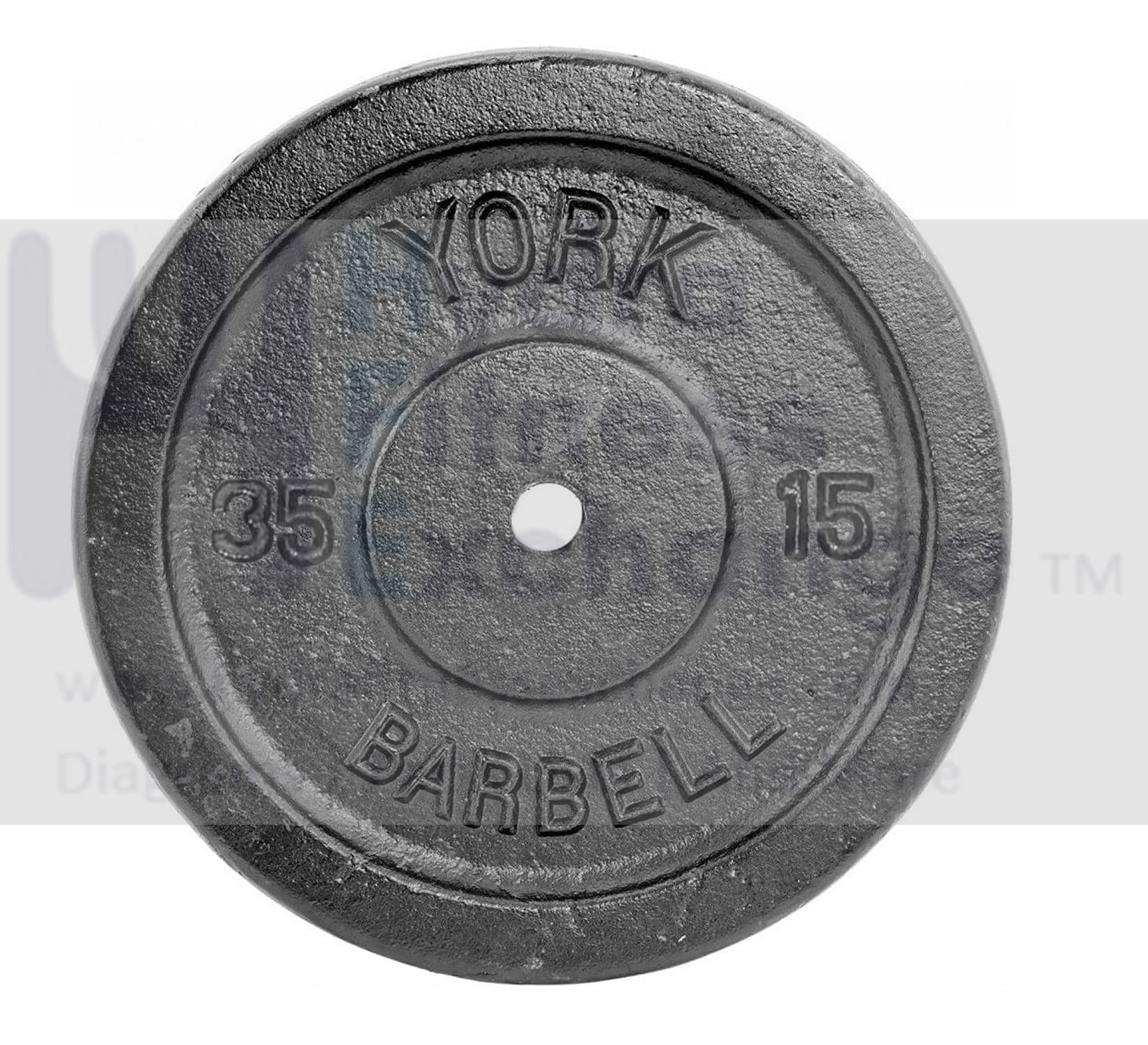 York Barbell 1″ Standard Contour Cast Iron Weight Plate (35LB) – Solid Cast Iron – Fits 1-Inch Bars & Dumbbell Handles – Adjustable Weights for Strength Training, Home Gym & Fitness Workouts