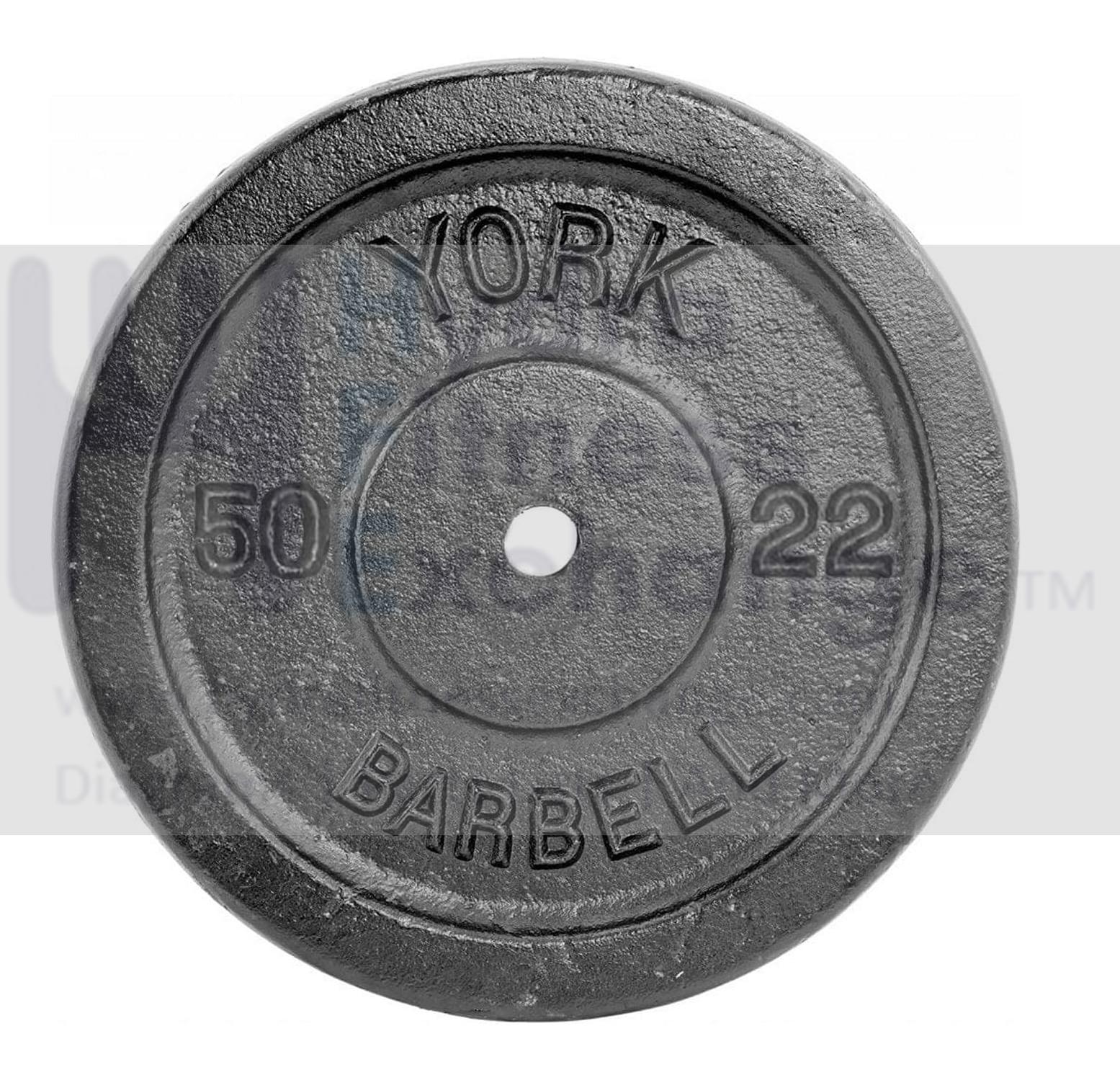 York Barbell 1″ Standard Contour Cast Iron Weight Plate (50LB) – Solid Cast Iron – Fits 1-Inch Bars & Dumbbell Handles – Adjustable Weights for Strength Training, Home Gym & Fitness Workouts