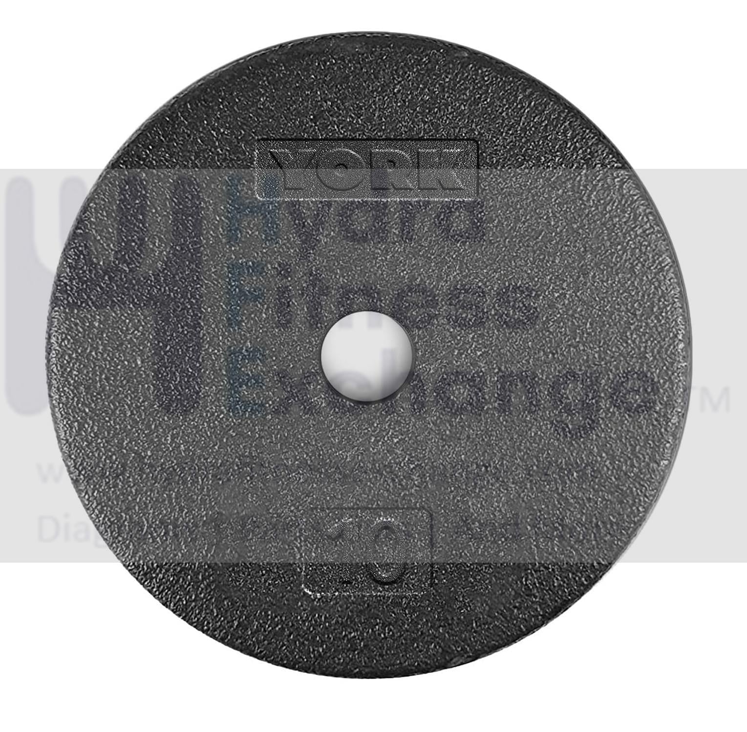 York Barbell 1” Standard Flat Pro Cast Iron Weight Plate for Strength Training (10 LB – Durable Pancake Design – Compatible with Standard Dumbbell Handles & Home Gym Equipment
