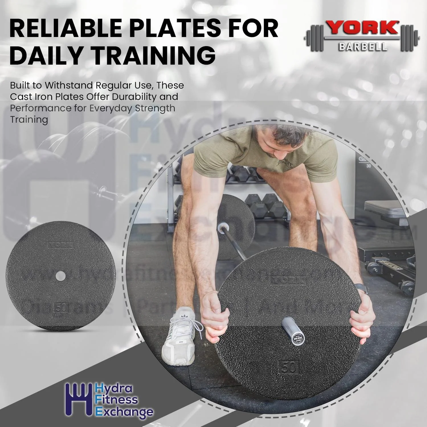 York Barbell 1” Standard Flat Pro Cast Iron Weight Plate for Strength Training (2.5 LB – Durable Pancake Design – Compatible with Standard Dumbbell Handles & Home Gym Equipment - Image 7