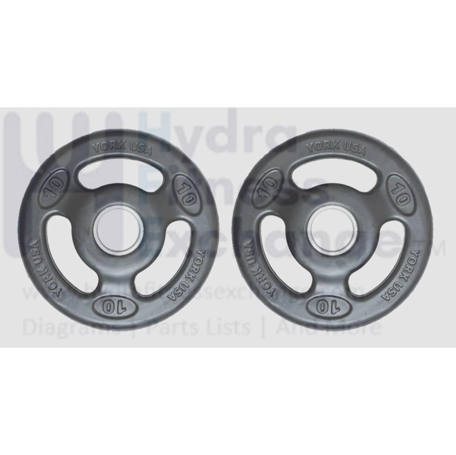 York Barbell 2-Inch ISO-Grip Rubber Encased Steel Olympic Plates (10 Lb Pair) – Comfortable 3-Grip Design, Anti-Pinch Hub, Durable Steel Composite for Home, School, & Commercial Gym - Image 2