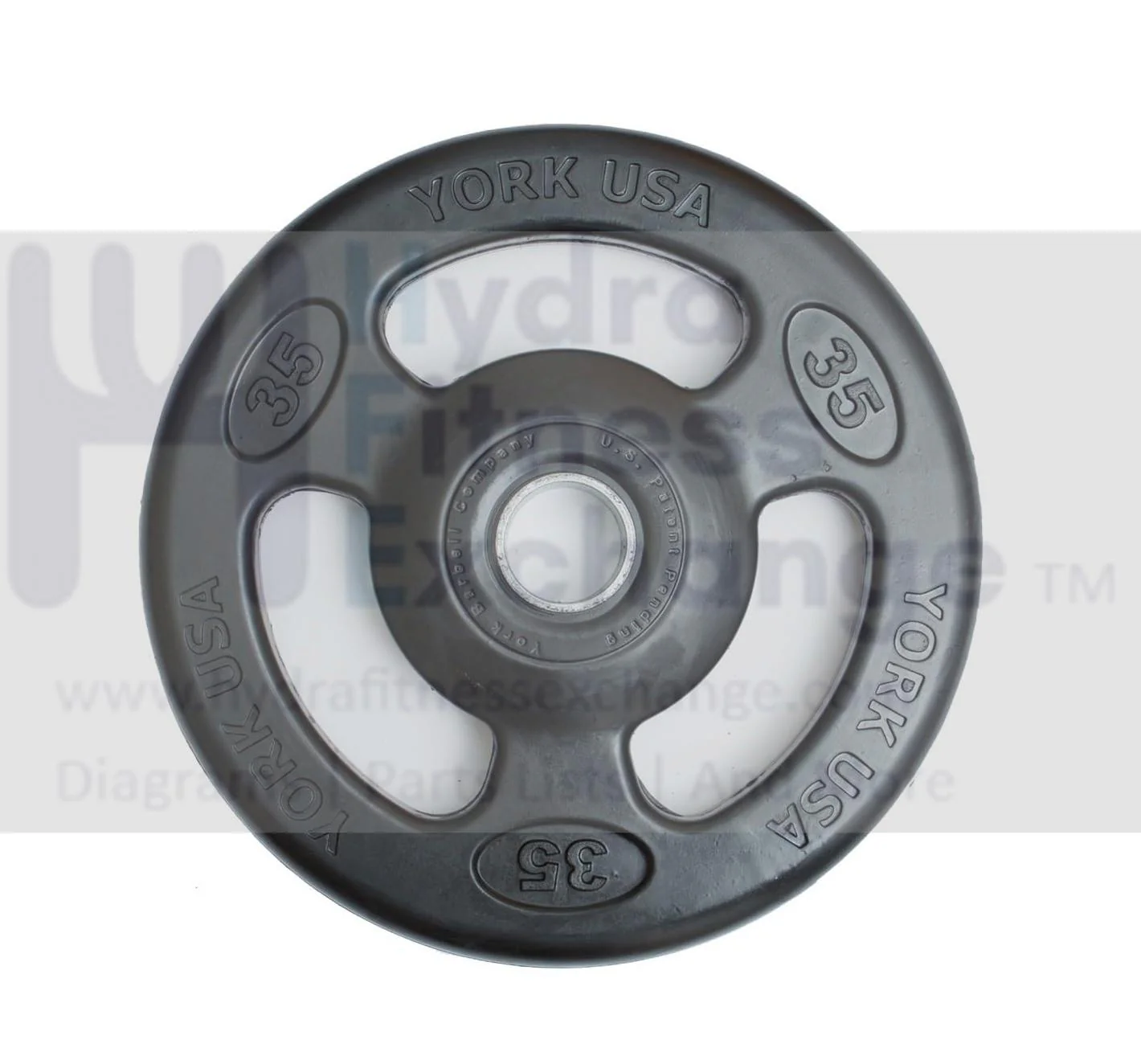 York Barbell 2-Inch ISO-Grip Rubber Encased Steel Olympic Plates (35 Lb) – Comfortable 3-Grip Design, Anti-Pinch Hub, Durable Steel Composite for Home, School, & Commercial Gym