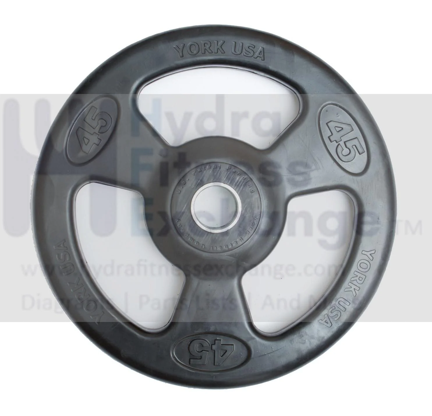 York Barbell 2-Inch ISO-Grip Rubber Encased Steel Olympic Plates (45 Lb) – Comfortable 3-Grip Design, Anti-Pinch Hub, Durable Steel Composite for Home, School, & Commercial Gym