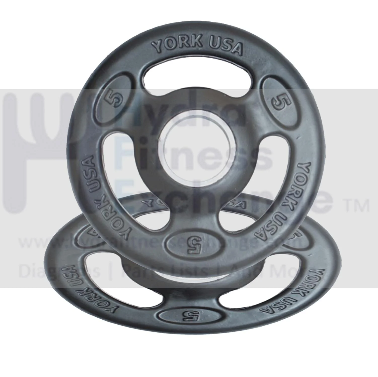 York Barbell 2-Inch ISO-Grip Rubber Encased Steel Olympic Plates (5 Lb Pair) – Comfortable 3-Grip Design, Anti-Pinch Hub, Durable Steel Composite for Home, School, & Commercial Gym