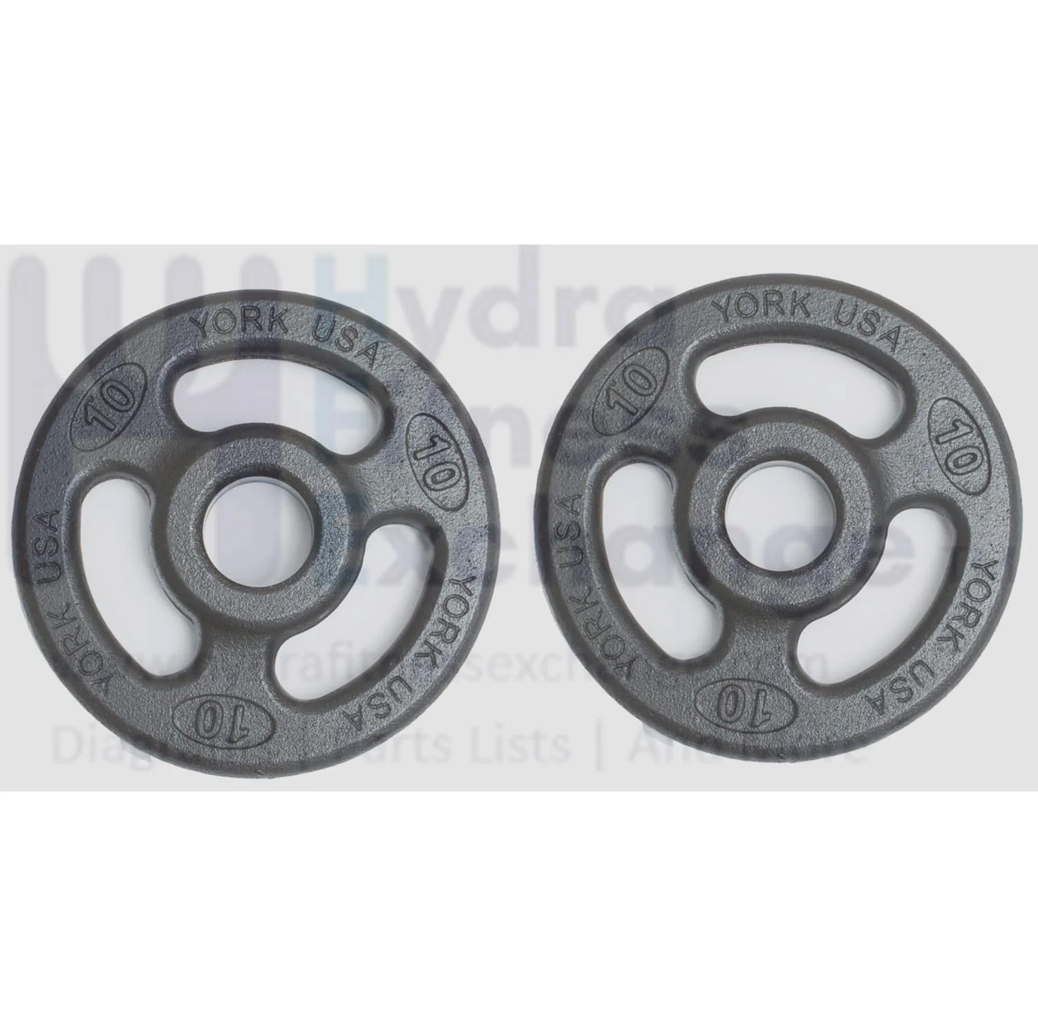 York Barbell 2" ISO-Grip Steel Olympic Weight Plates (10 lb pair) – Durable Steel Composite, Casting Coating, 3-Grip Anti-Pinch Design for Safe, Easy Handling – Home & Commercial Use