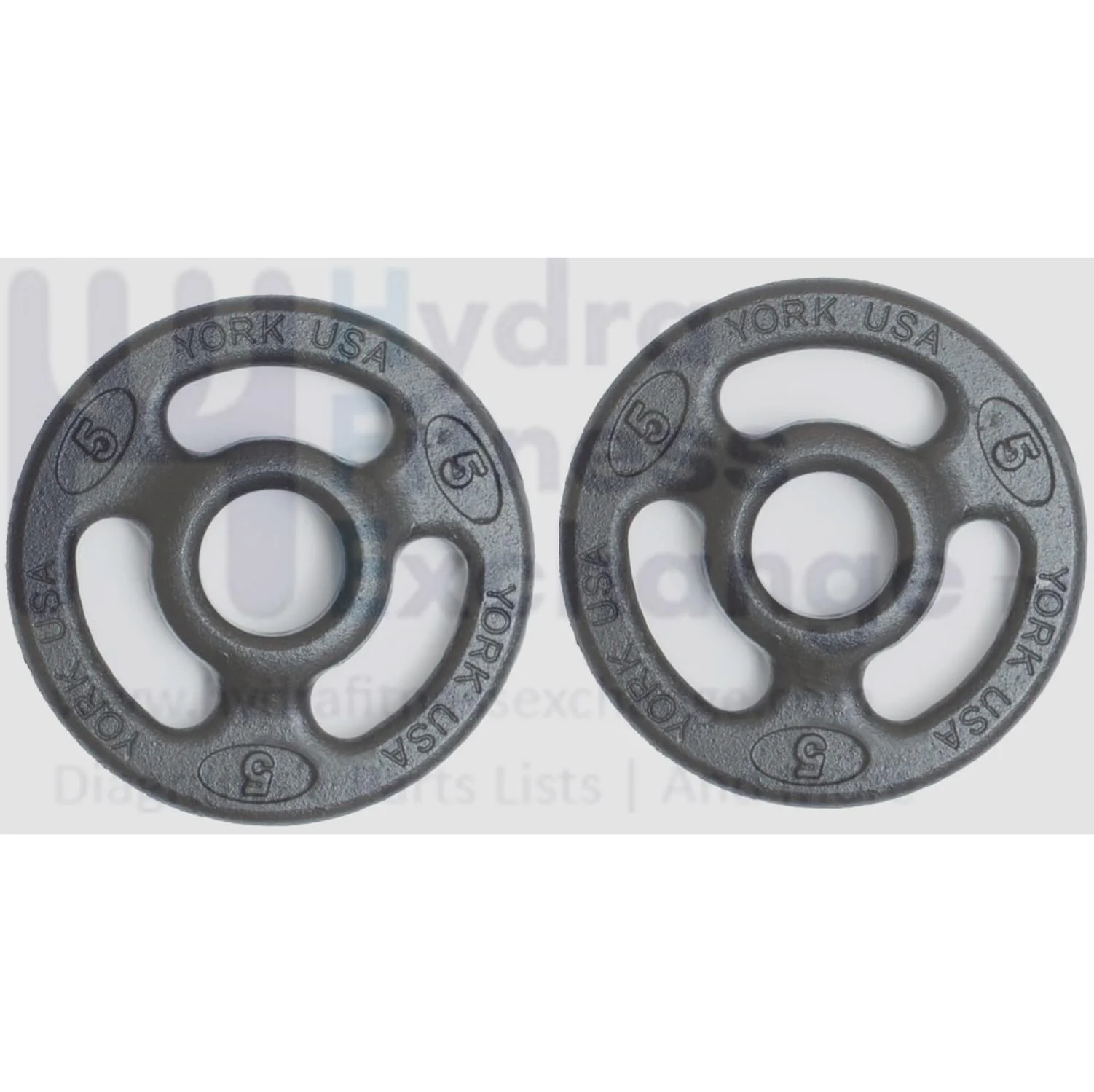 York Barbell 2" ISO-Grip Steel Olympic Weight Plates (5 lb pair) – Durable Steel Composite, Casting Coating, 3-Grip Anti-Pinch Design for Safe, Easy Handling – Home & Commercial Use