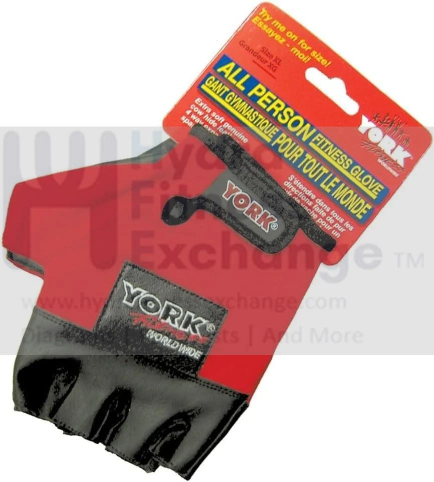 York Barbell All Person Fitness Lifting Gloves Pair Cow Hide Leather, Anti-Slip