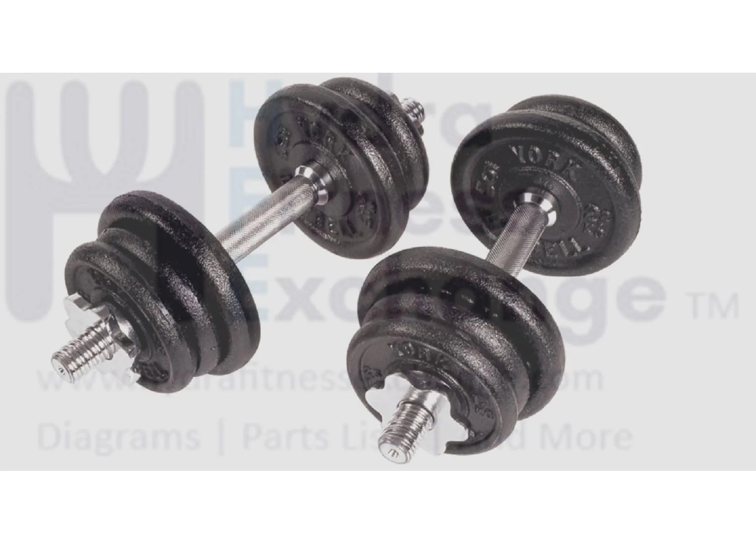 York Barbell Cast Iron Adjustable Spinlock Dumbbell Set – 90 Lb. Set with 14” Dumbbell Handles, 2.5 Lb, 5 lb, 10lb Plates & 2 Pairs of Spinlock Collars – for Weight Lifting Training Home Gym