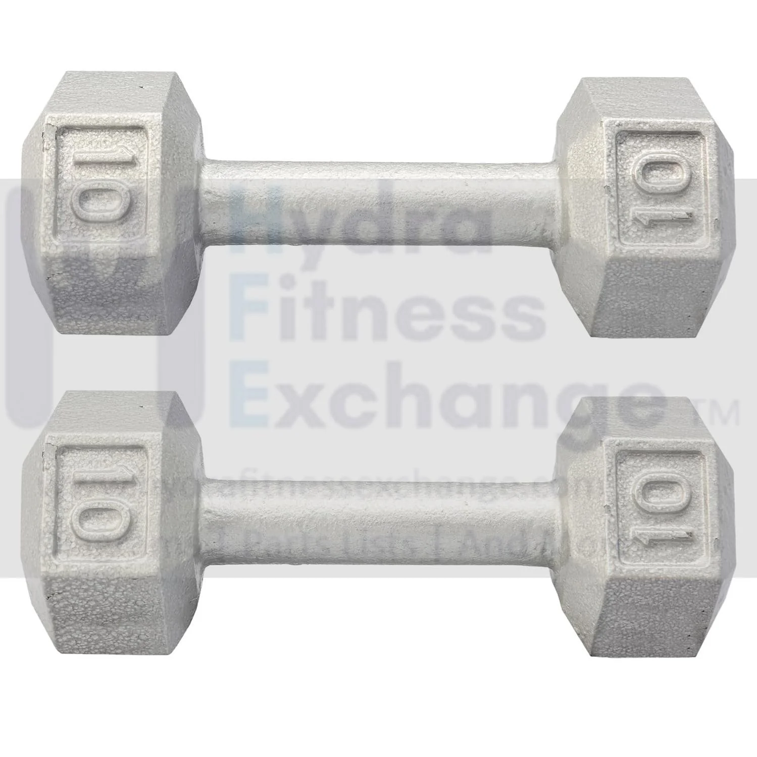 York Barbell Cast Iron Hex Dumbbell - Solid Hexagon Silver - 10lb In A Pair - Image 2