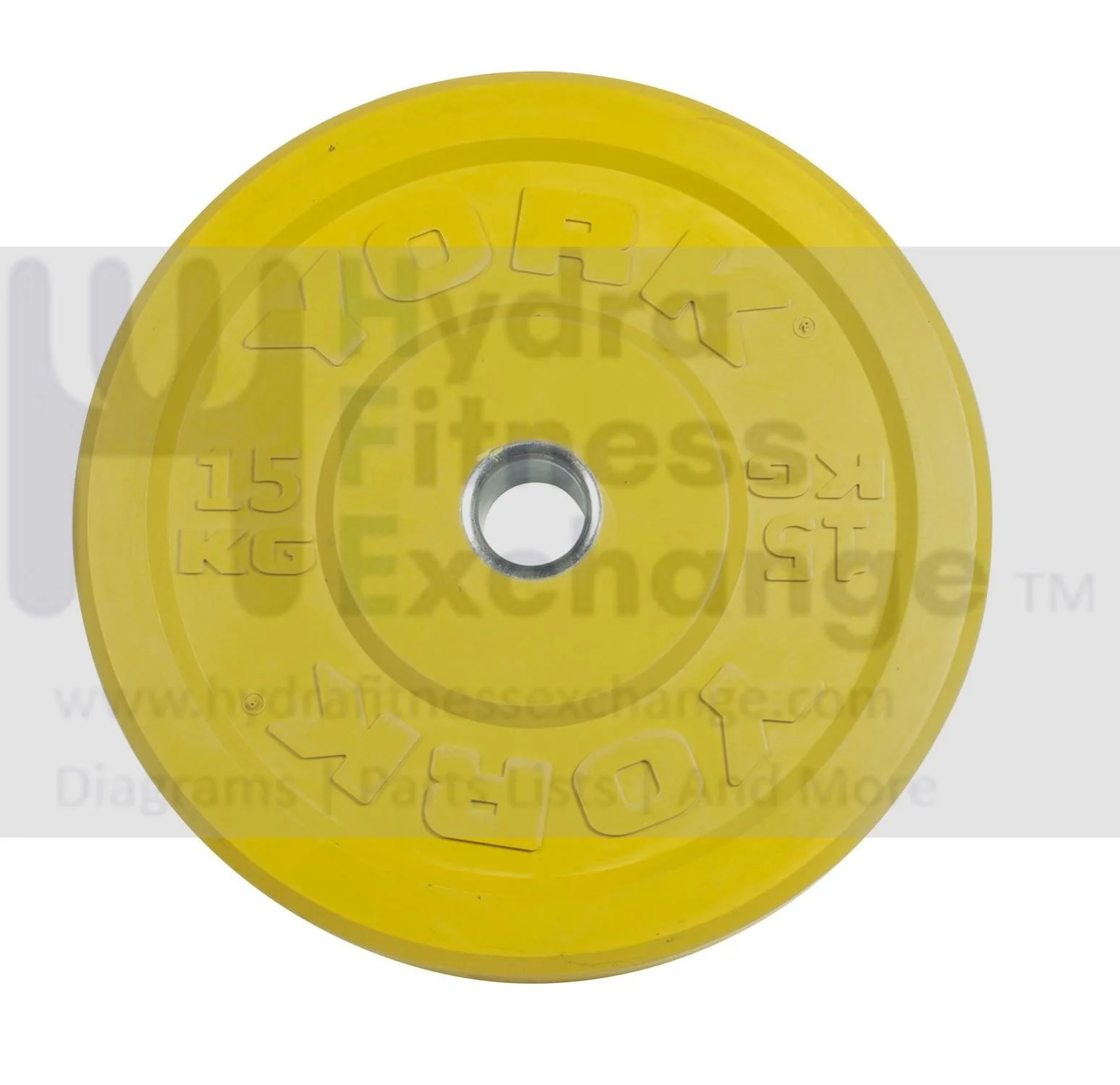 York Barbell Color-Coded Rubber Training Bumper Plates | Olympic Weightlifting Plates 15 KG | Durable Solid Rubber with 2” Center Steel Sleeve | Noise-Reducing, Floor-Protecting Weight Plates - Yellow